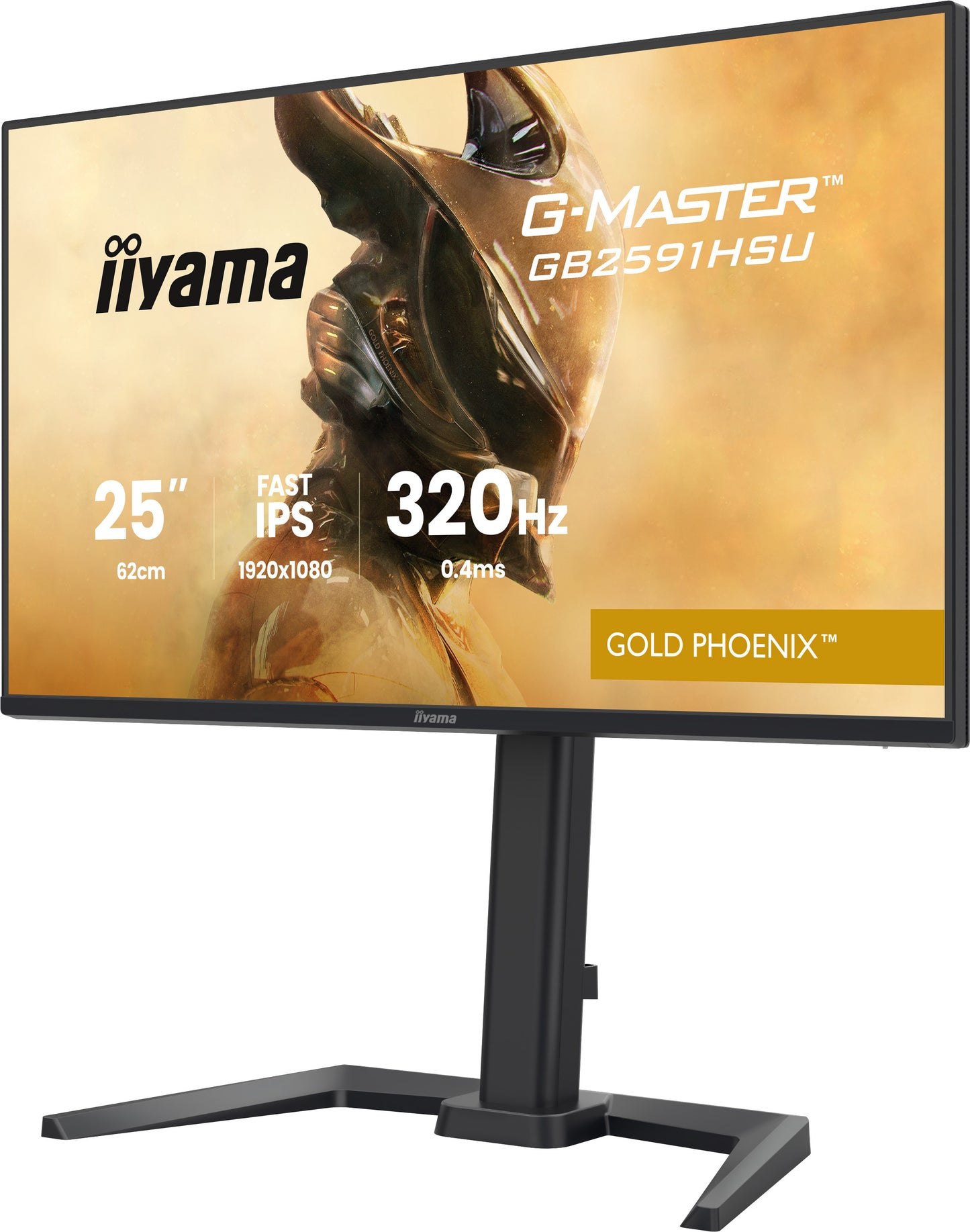IIYAMA GB2591HSU-B1 G-Master Gold Phoenix 24.5inch Fast IPS FHD 320Hz 350cd/m2 0.4ms 2xHDMI 2.1 DP USB 2x3.2+2xC Speakers 15cm Adj.