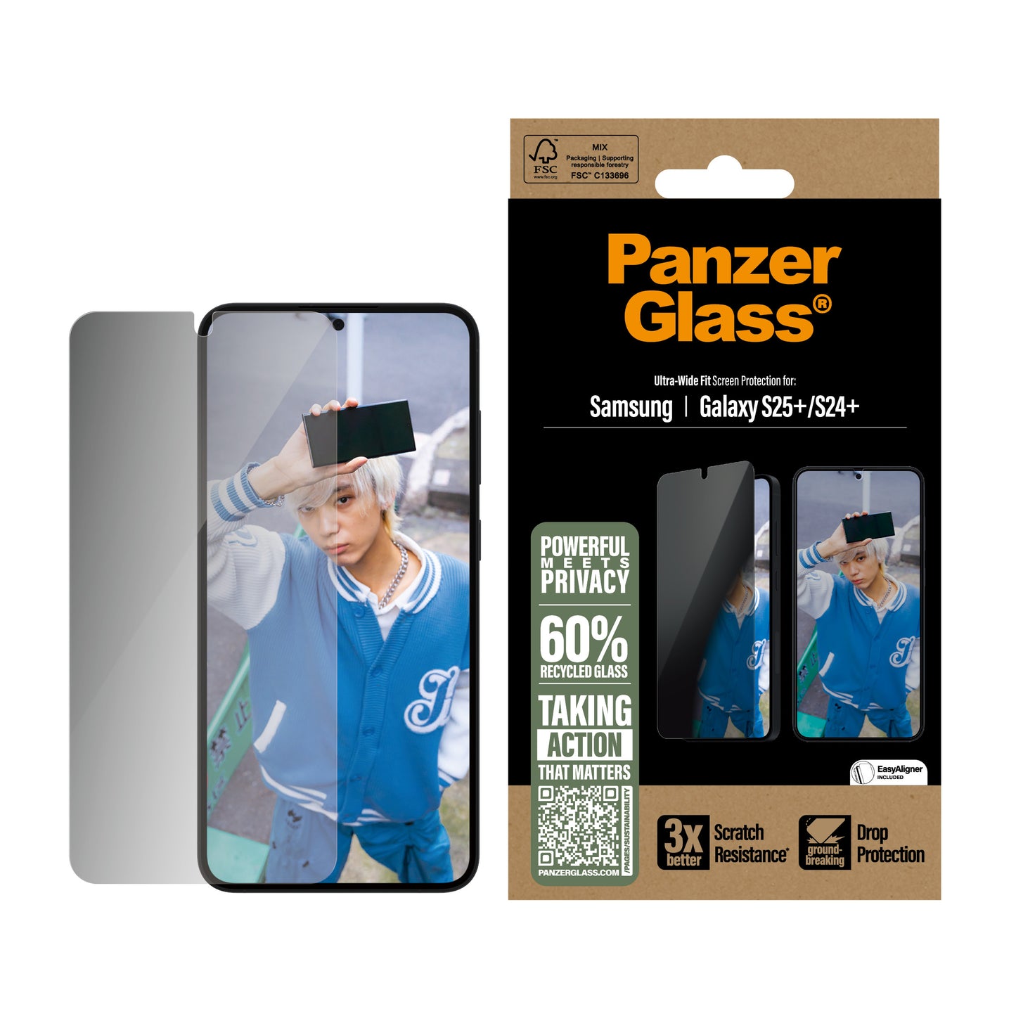 PanzerGlass Privacy Screen Protector - Clear - voor Samsung Galaxy S25 Plus