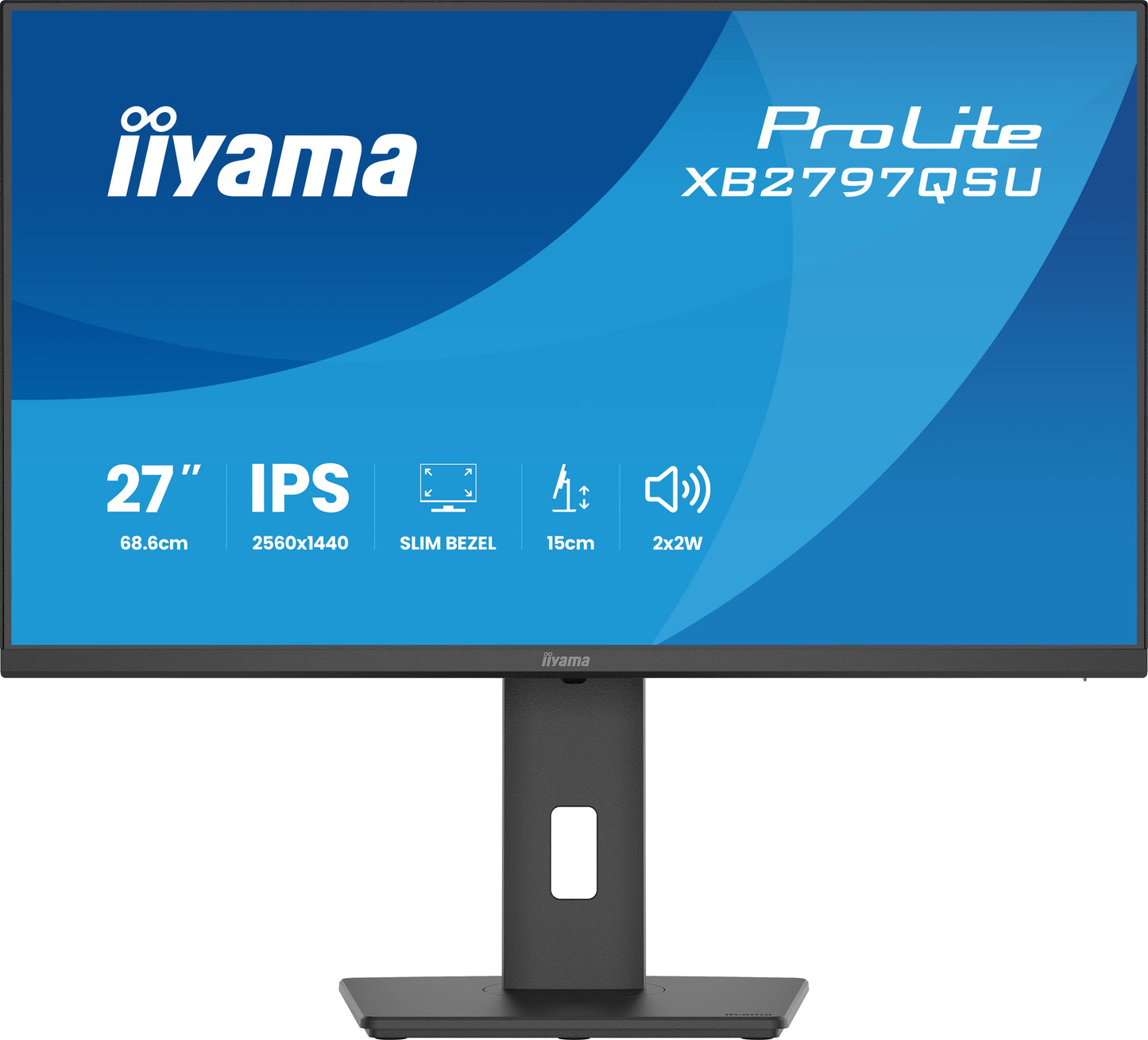 IIYAMA XB2797QSU-B1 27inch IPS QHD 4-side slim bezel EyeComfort 350cd/m2 4ms Speakers 2x HDMI DP 2xUSB 3.2 2xUSB Type-C 15cm Adj.