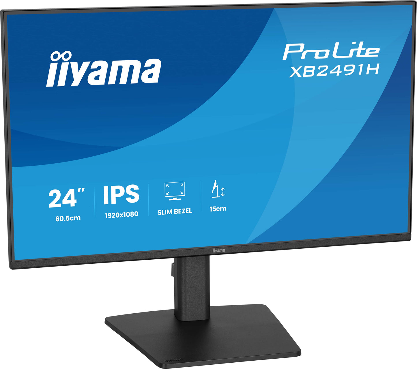 Iiyama Prolite XB2491H-B1 24WIDE LCD, 1920 x 1080, 120 Hz IPS panel, LED Bl., Adaptive Sync, Pivot, Height Adjust.(15cm), 350 cd/m², 1500:1