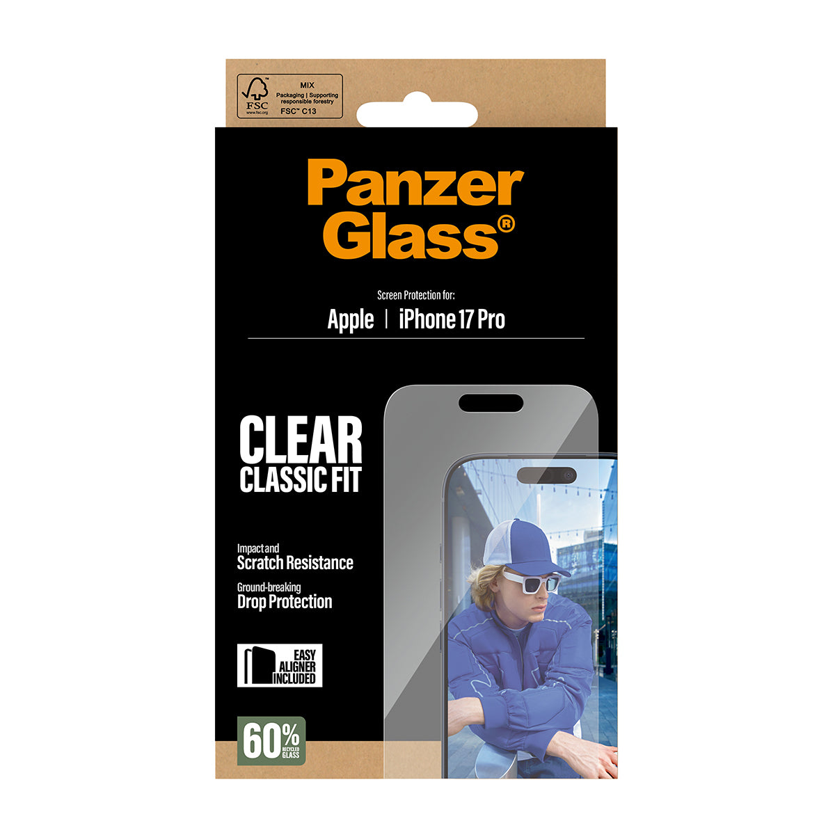 PanzerGlass Screen Protector Classic Fit - Transparant - Apple iPhone 17 Pro