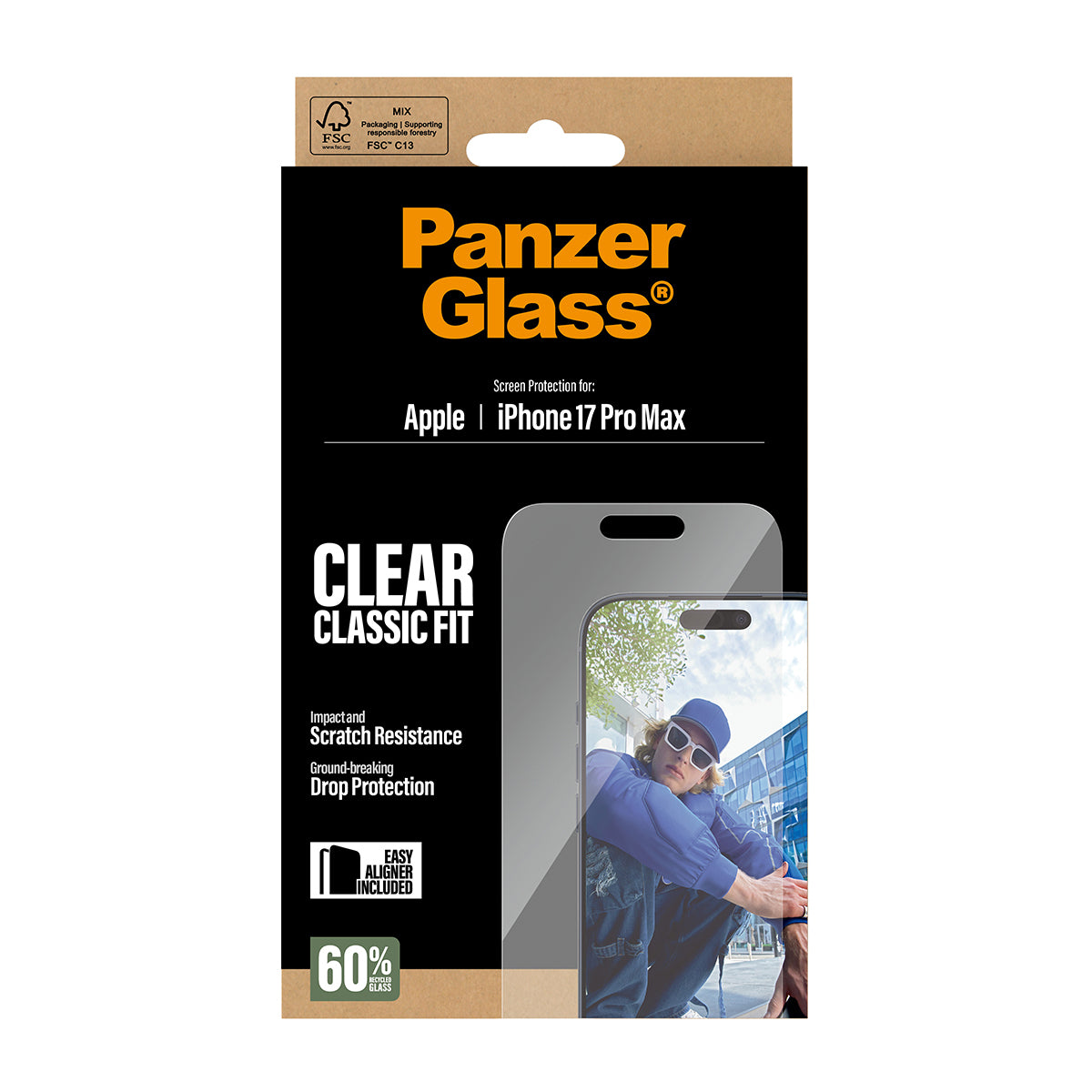 PanzerGlass Screen Protector Classic Fit - Transparant - Apple iPhone 17 Pro Max