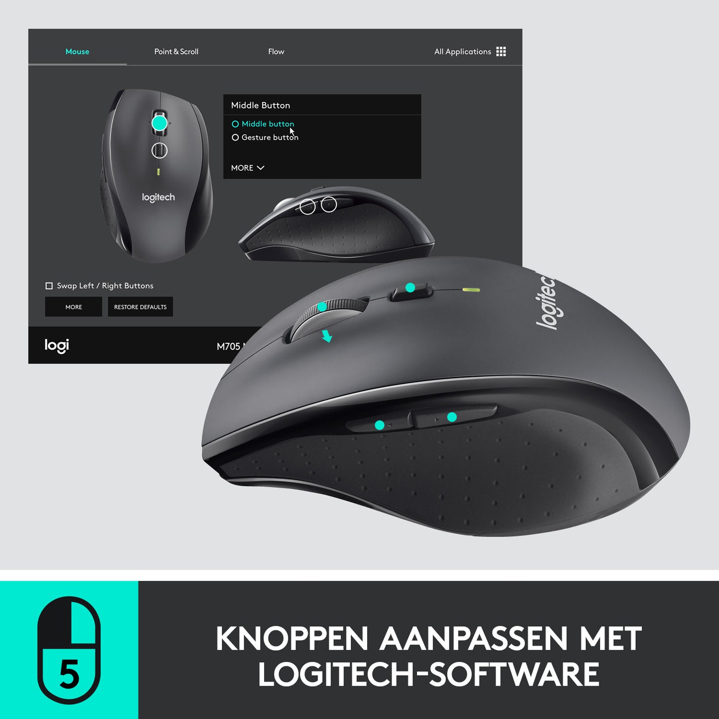 Logitech Wireless Mouse M705 - Silver