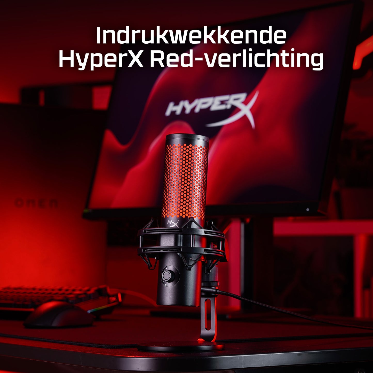 HyperX QuadCast 2 - USB Microphone (Zwart) - RGB Lighting Rood