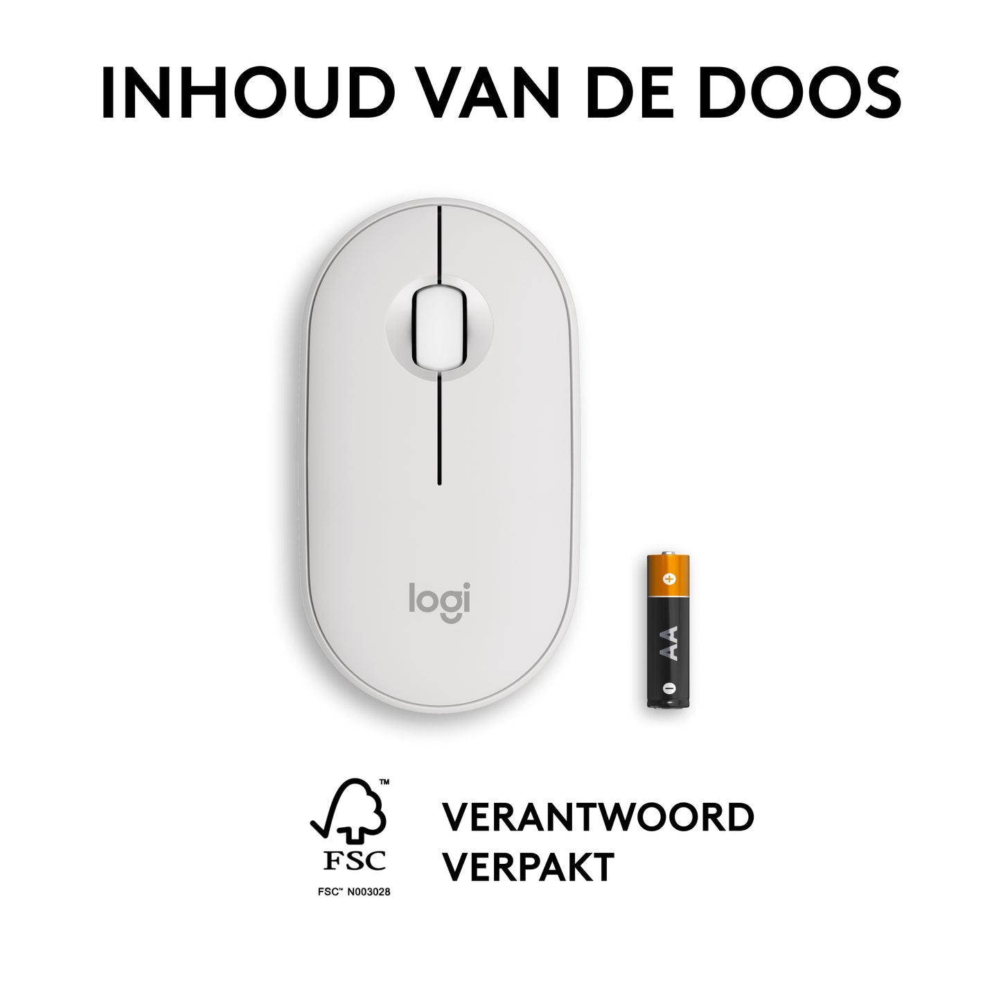 Logitech Pebble Mouse 2 M350s dunne draadloze Bluetooth-muis, Off-White, draagbaar, licht, aanpasbare knop, stil klikken, Easy-Switch, Windo