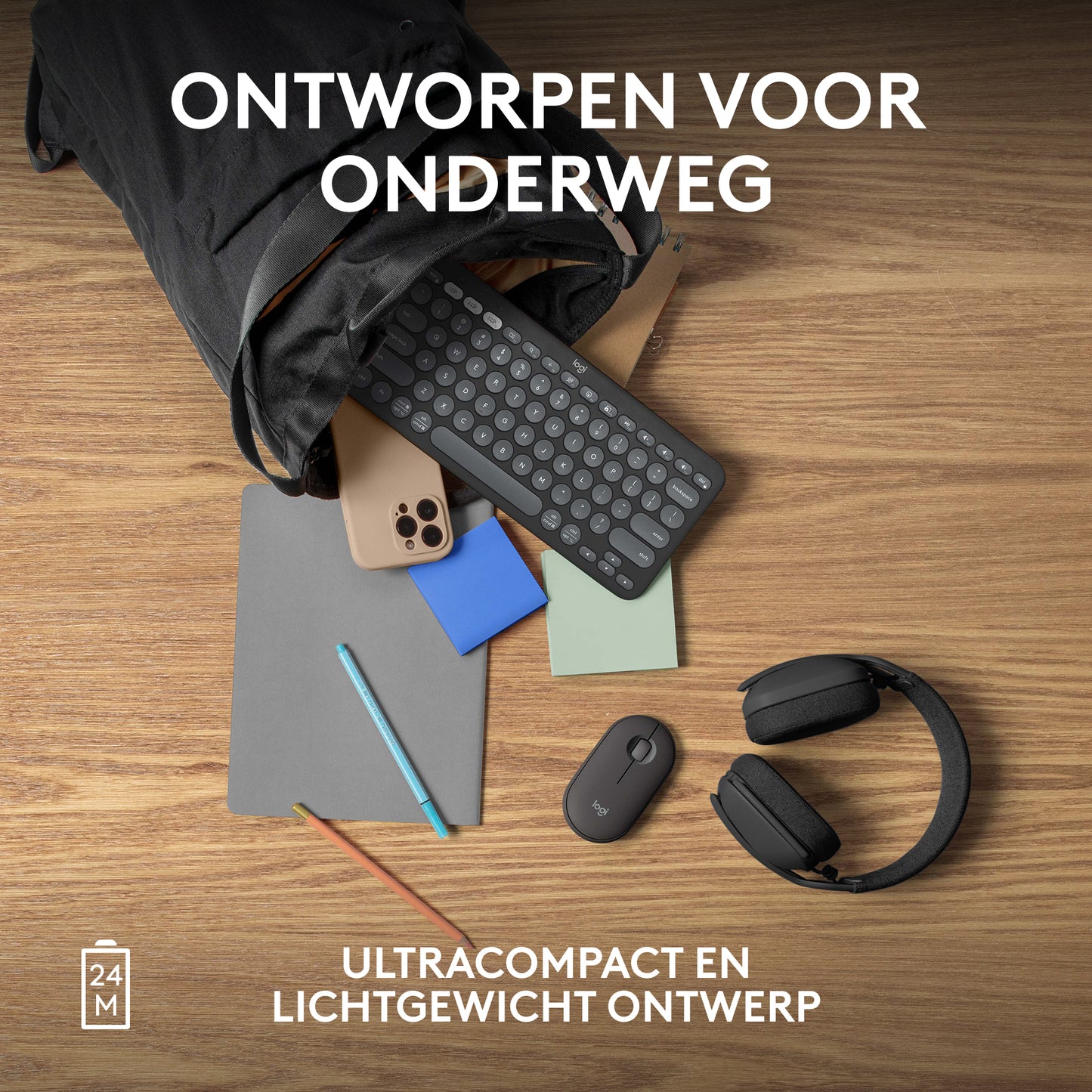 Logitech Pebble Mouse 2 M350s dunne draadloze Bluetooth-muis, Graphite, draagbaar, licht, aanpasbare knop, stil klikken, Easy-Switch, Window