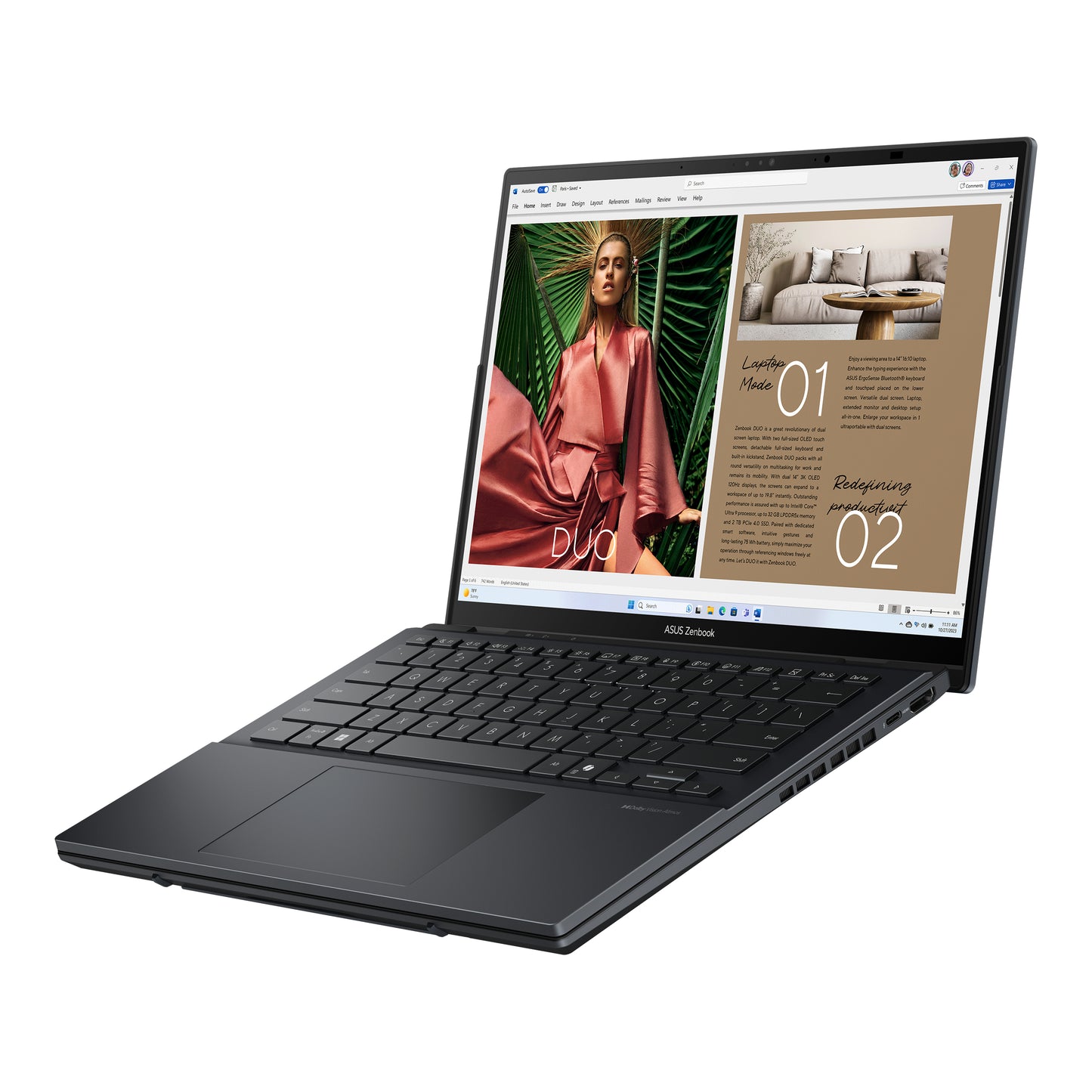 ASUS Zenbook Duo UX8406CA-PZ032W-BE, 14.0 120Hz 3K OLED Touch, Intel Core Ultra 9 285H, 32GB LPDDR5X, 1TB M.2 NVMe PCIe 4.0 SSD,  Intel Arc