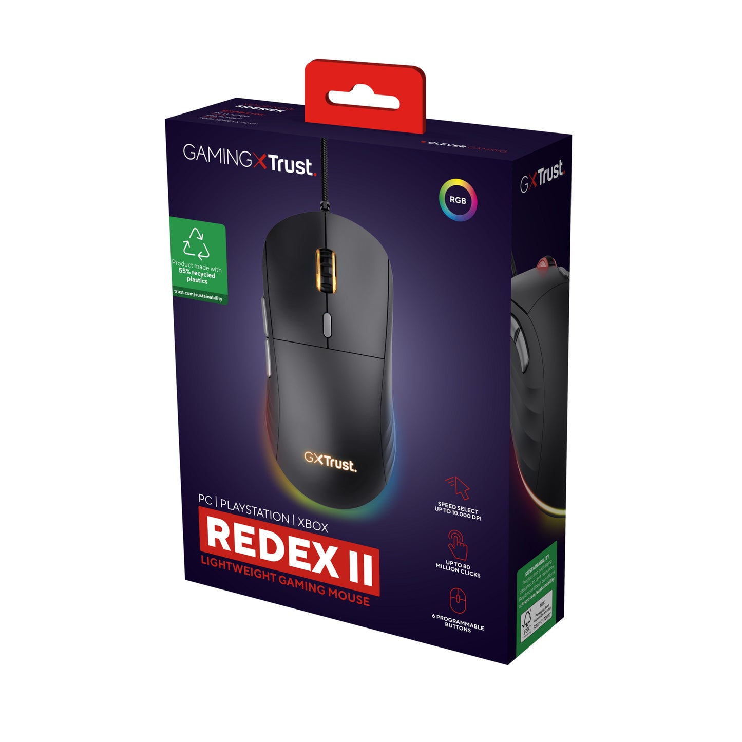 Trust GXT925 REDEX II LIGHTWEIGHT MOUSE Zwart