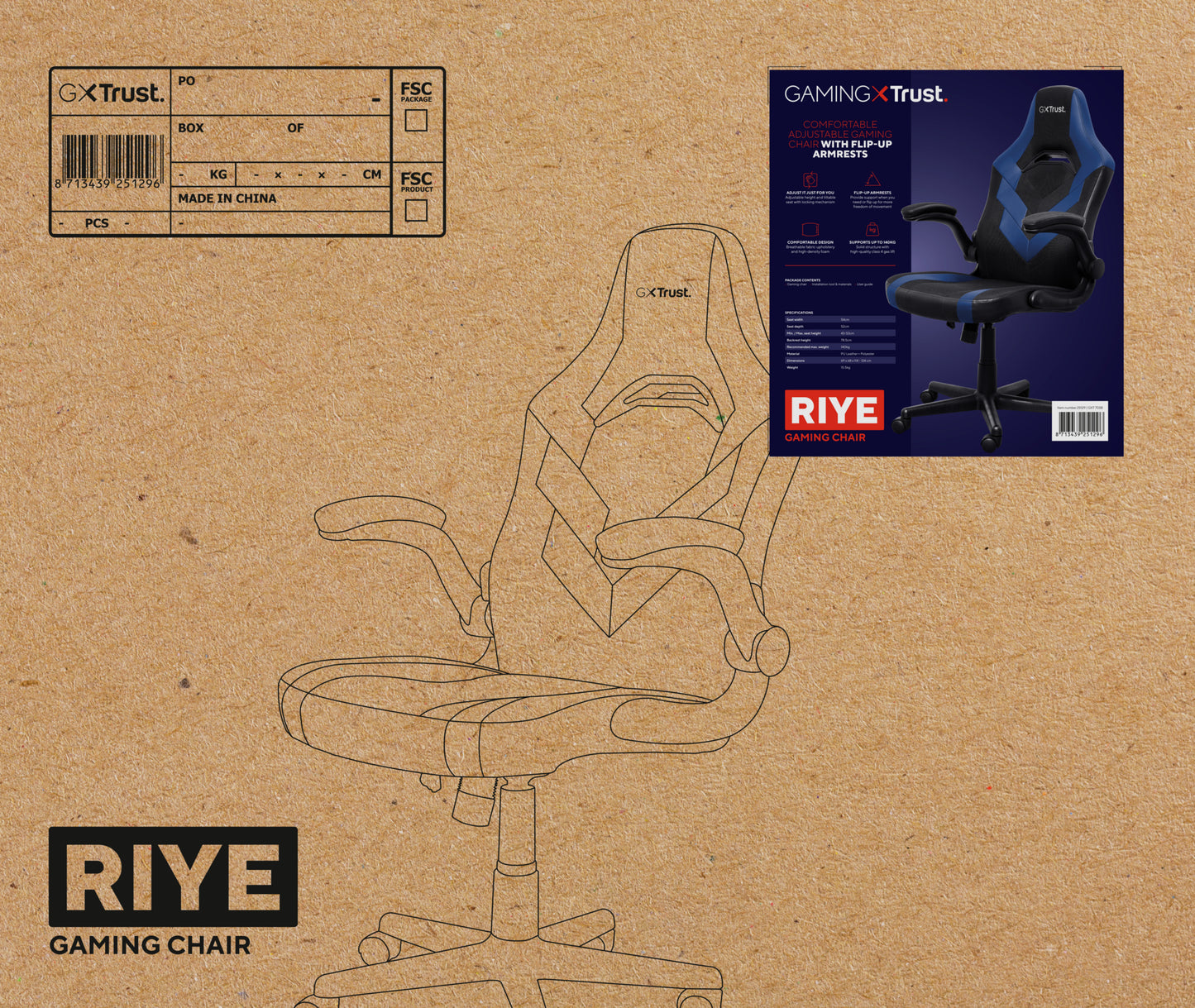 TRUST GXT703B RIYE GAMING CHAIR BLUE