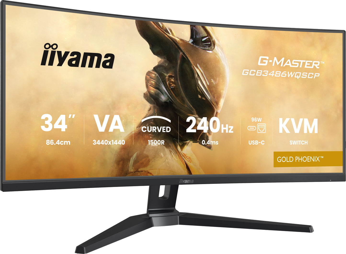 IIYAMA 34WIDE LCD, G-Master Gold Phoenix, 3440 x 1440, UWQHD Curved VA panel, LED Bl., FreeSync  Premium (DisplayPort) VRR / ALLM, USB-Hub