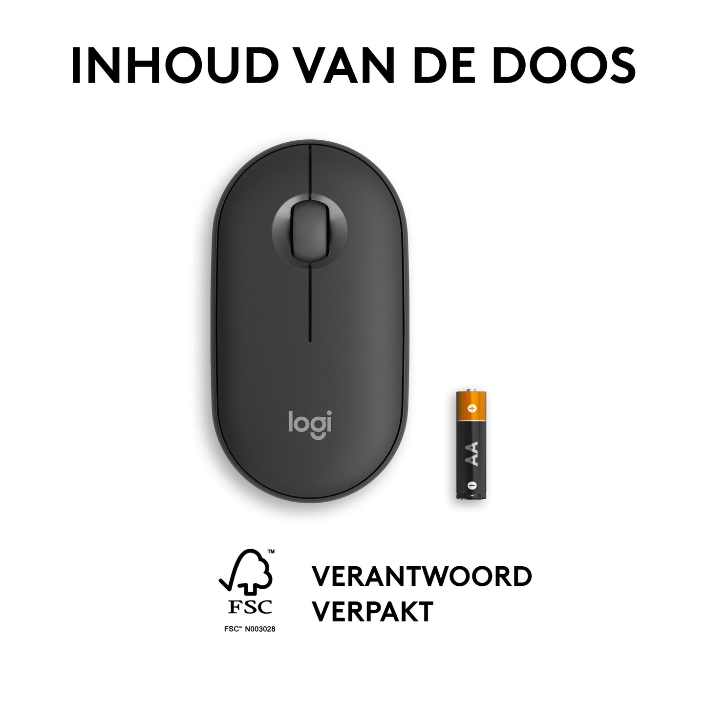 Logitech Pebble Mouse 2 M350s dunne draadloze Bluetooth-muis, Graphite, draagbaar, licht, aanpasbare knop, stil klikken, Easy-Switch, Window