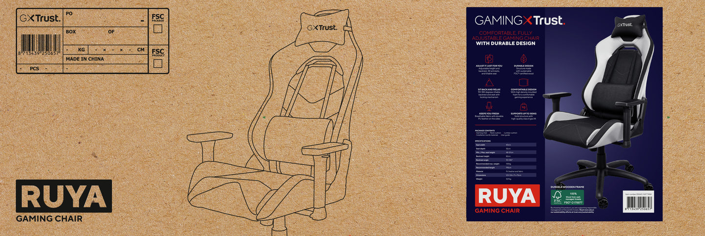 TRUST GXT714W RUYA GAMING CHAIR WHITE