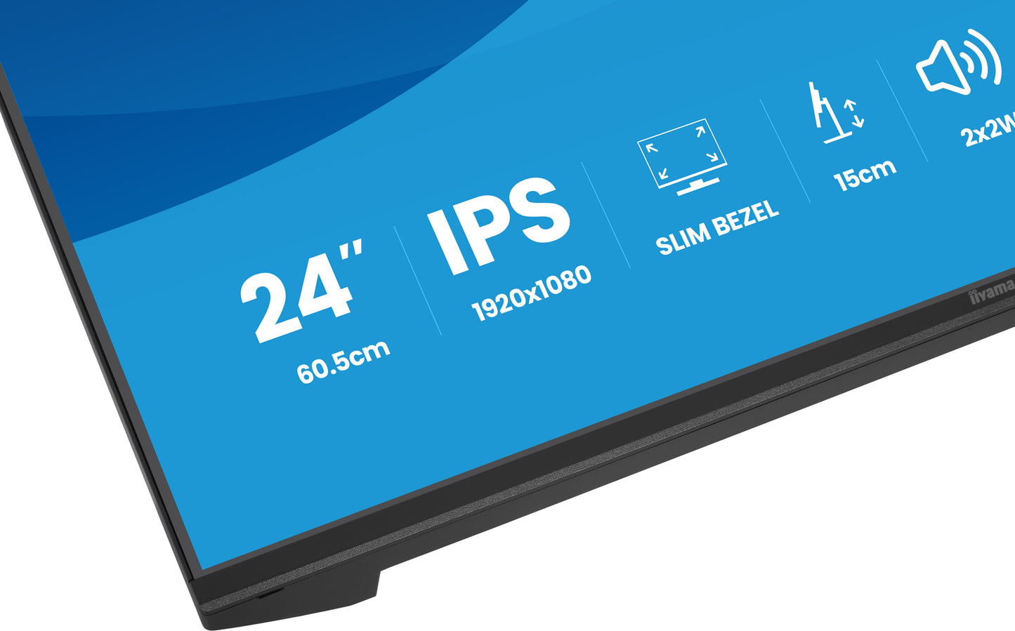 Iiyama Prolite XB2491HS-B1 24WIDE LCD, 1920 x 1080, 120 Hz IPS panel, LED Bl., Adaptive Sync, Pivot, Height Adjust.(15cm), 350 cd/m², 1500: