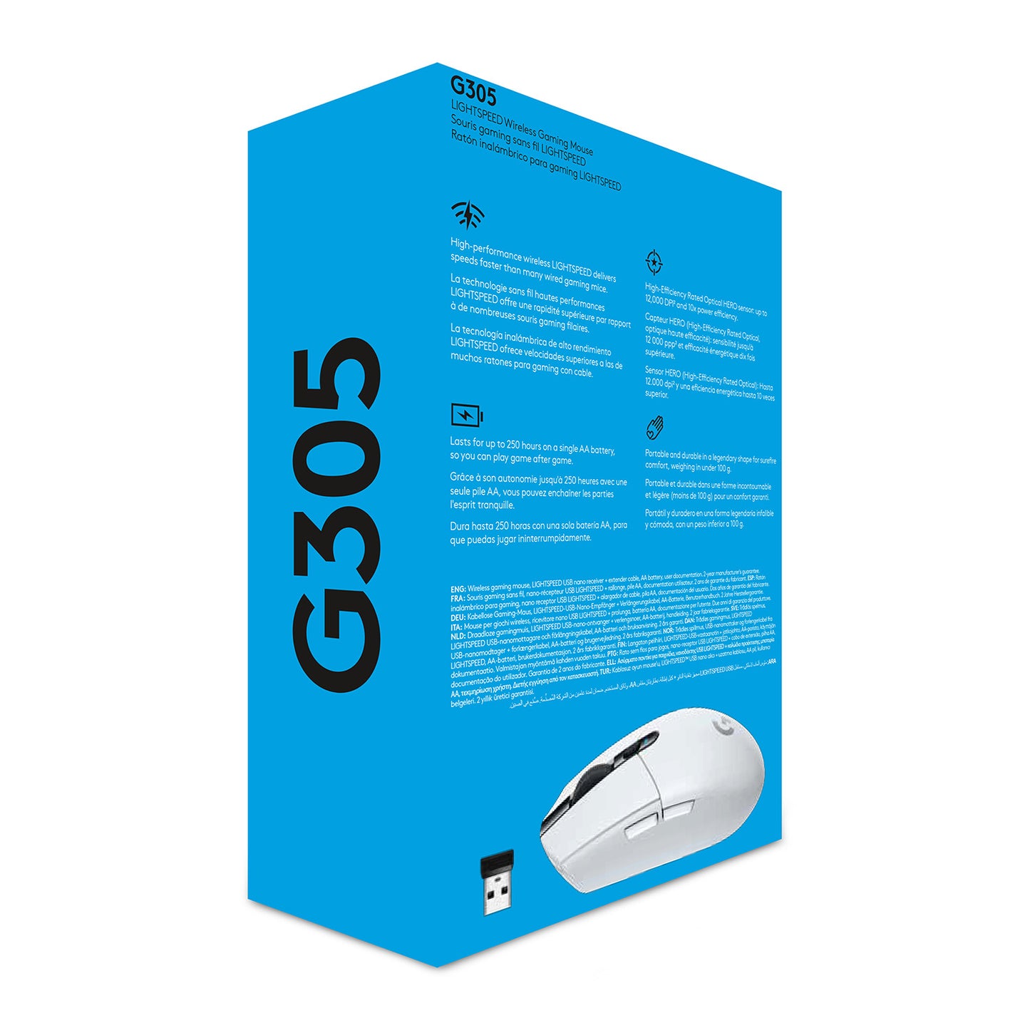 Logitech G305 LIGHTSPEED Gaming Mouse, WHITE, WIRELESS