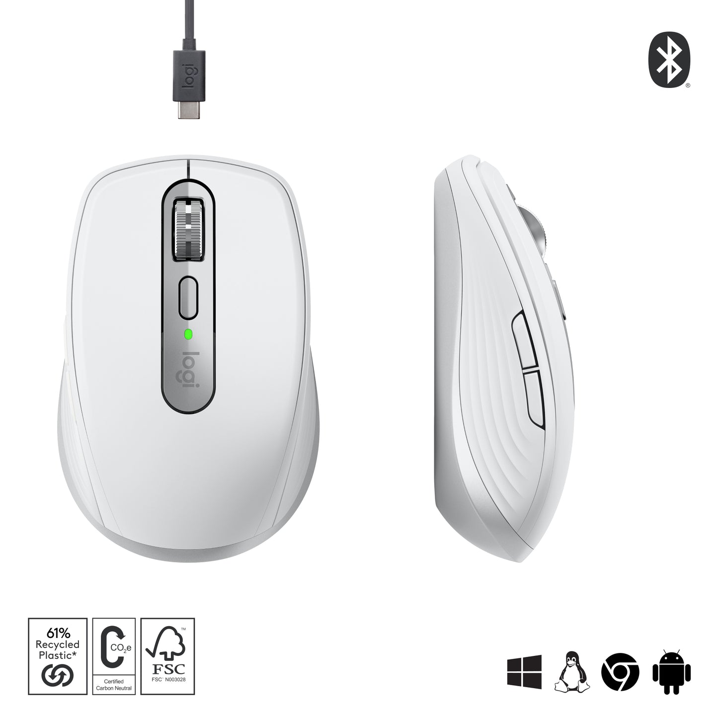 Logitech MX Anywhere 3S wireless mouse - Silent - Pale Grey