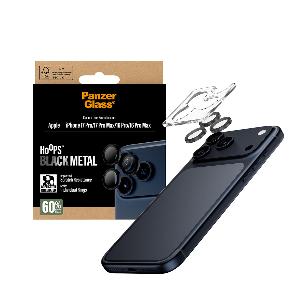 PanzerGlass Hoops Lens Protector - Zwart - voor iPhone 17 Pro/17 Pro Max