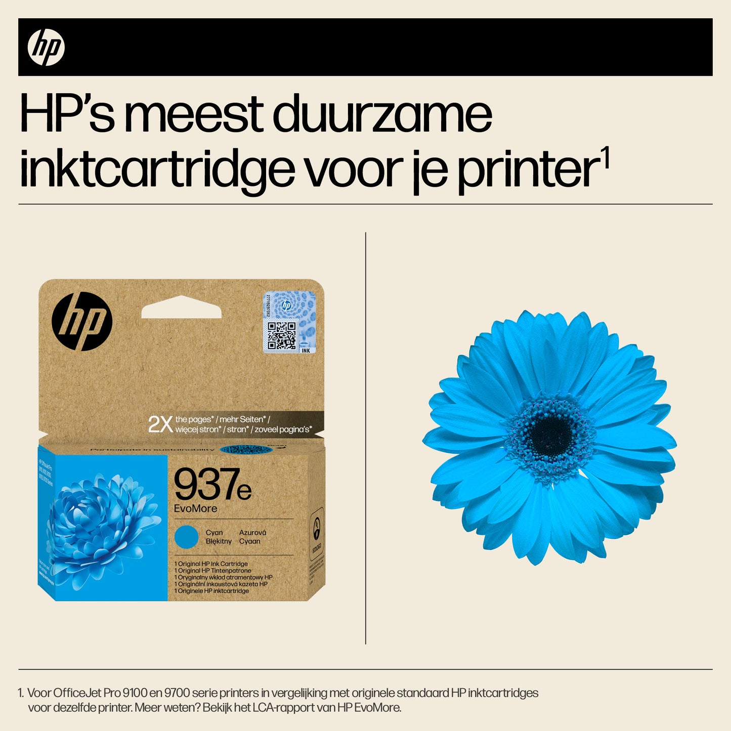 HP 937e EvoMore Cyan Original Ink Cartridge