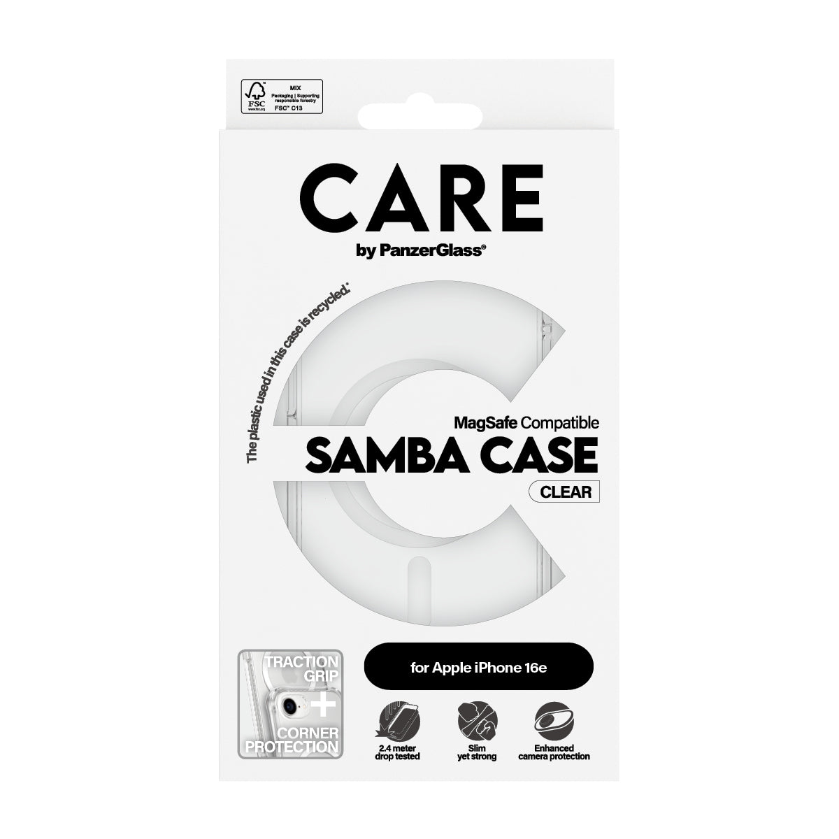 CARE by PanzerGlass Fashionable Samba Case Transparent w. MagSafe iPhone 16e