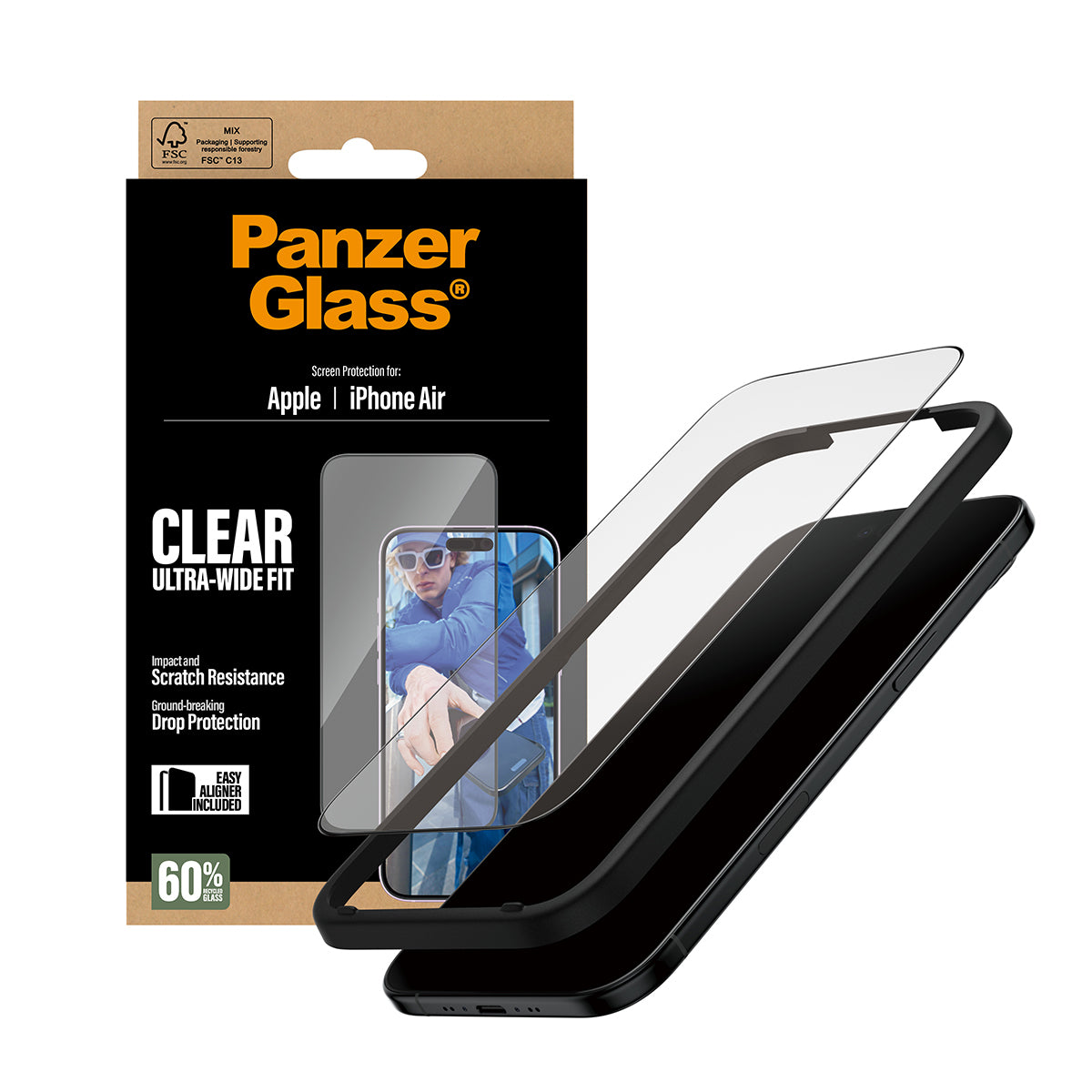 PanzerGlass Screen Protector Ultra-Wide Fit - Clear - voor iPhone 17 Air