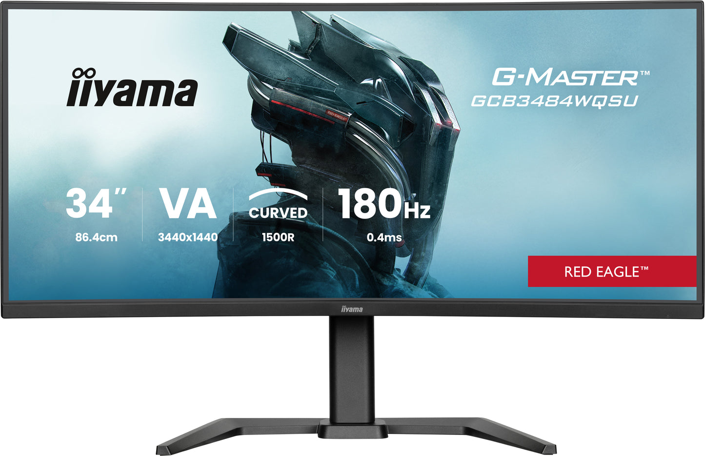 IIYAMA 34WIDE LCD, G-Master Red Eagle, 3440 x 1440, UWQHD Curved VA panel, LED Bl., FreeSync  Premium (DisplayPort) VRR / ALLM, USB-Hub (2x