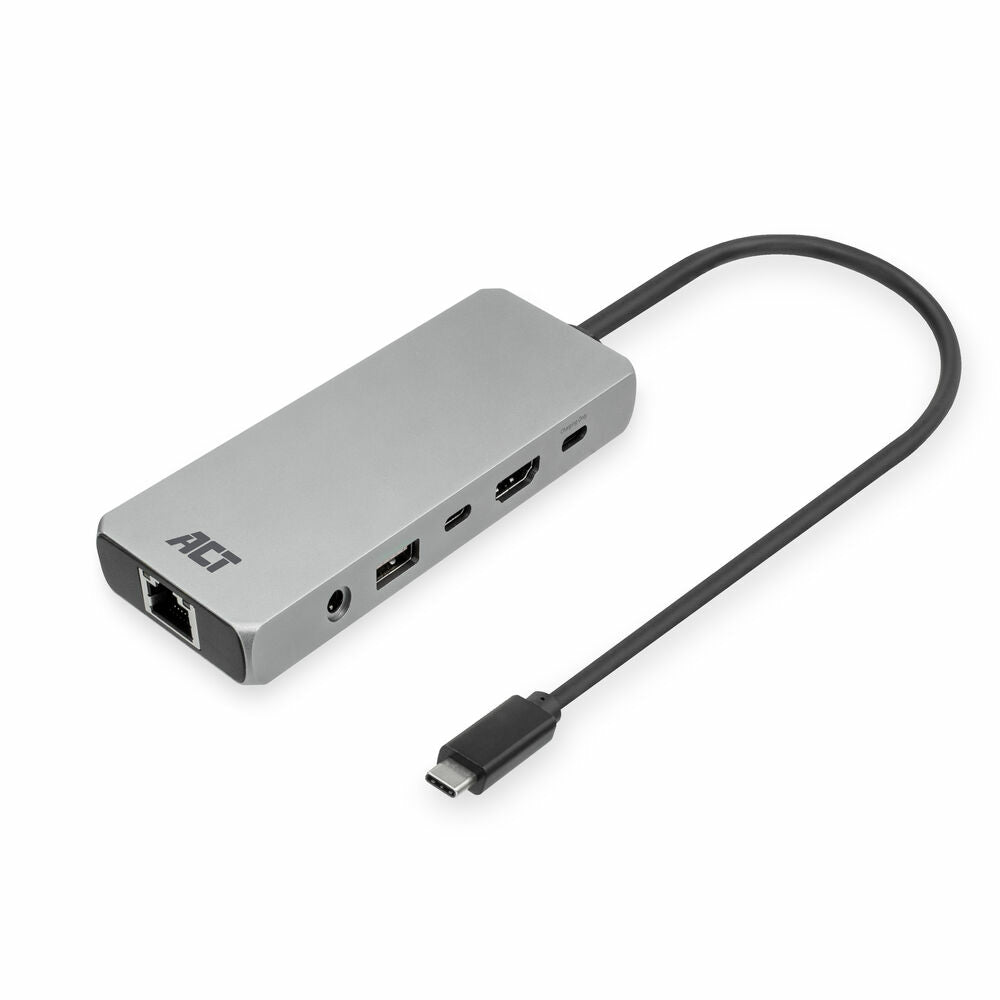 ACT USB-C 4K / 8K 60Hz docking station for 1 HDMI monitor, 2.5 Gigabit ethernet, USB-C 10Gbps, USB-A 10Gbps, 3.5mm audio, PD pass-through