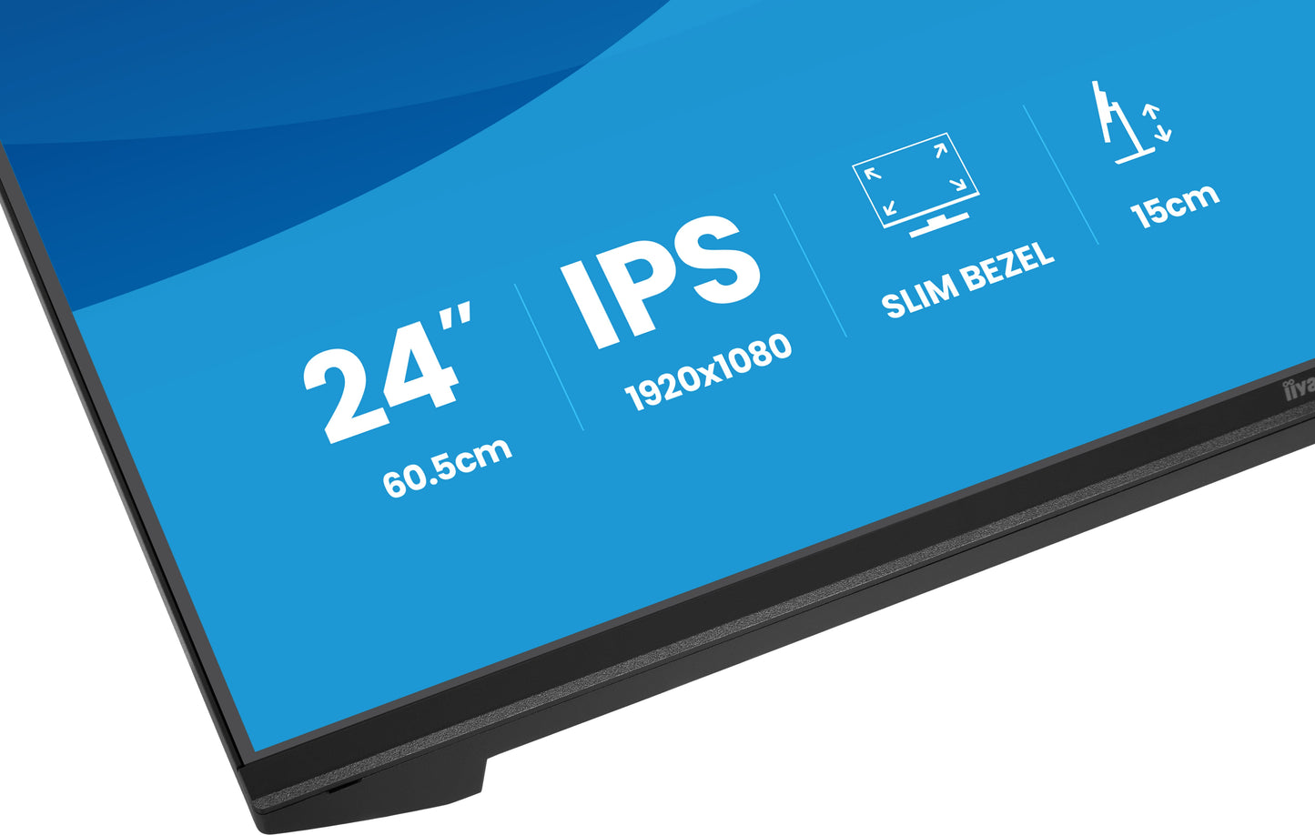 Iiyama Prolite XB2491H-B1 24WIDE LCD, 1920 x 1080, 120 Hz IPS panel, LED Bl., Adaptive Sync, Pivot, Height Adjust.(15cm), 350 cd/m², 1500:1