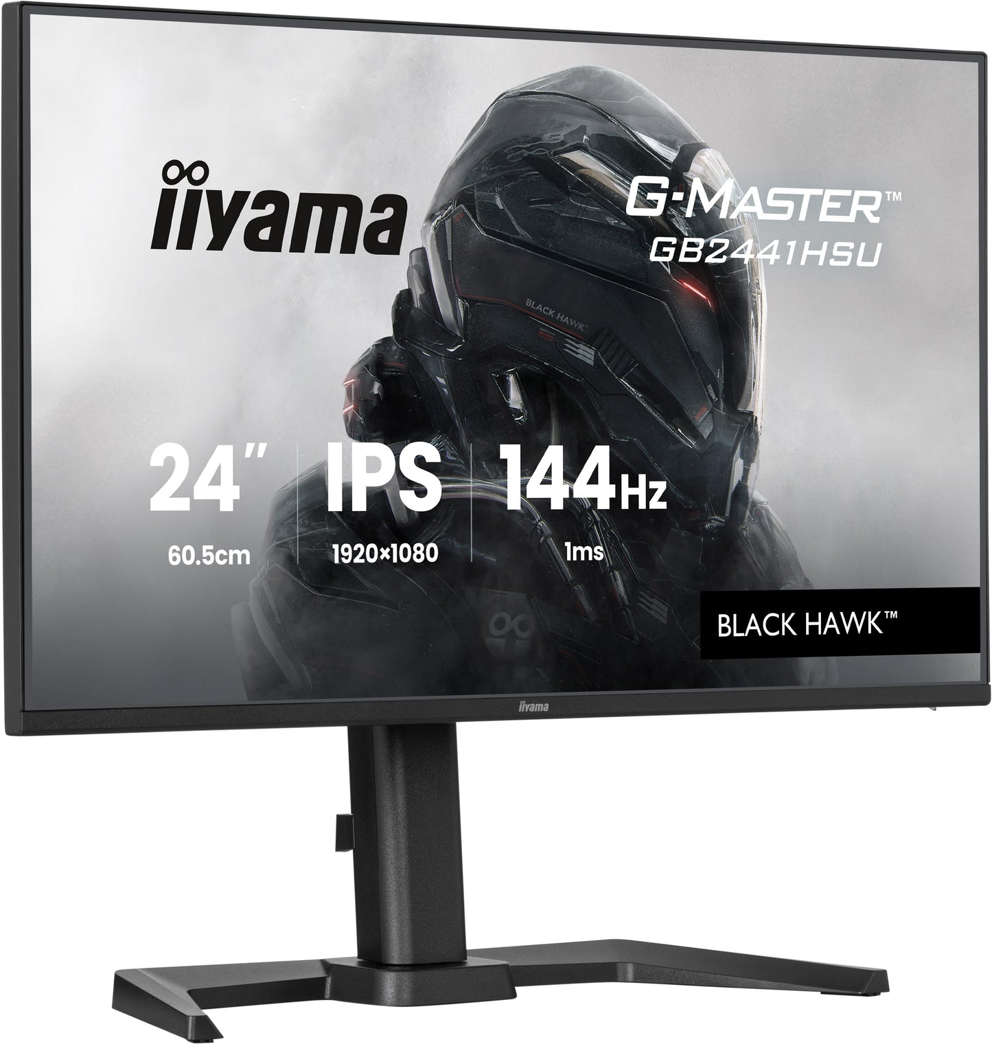 IIYAMA 24WIDE LCD, G-Master Black Hawk, 1920 x 1080, 144 Hz IPS panel, LED Bl., Freesync,  USB-Hub(2xOut v2.0), Pivot, Height Adjust.(15cm)