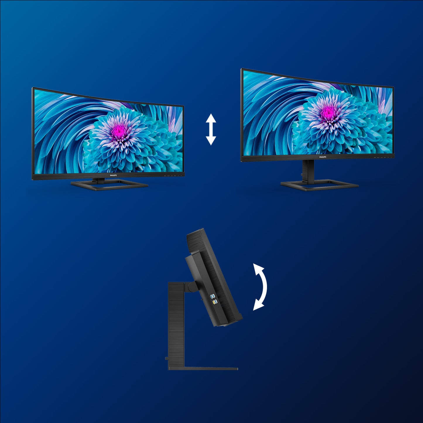 Philips 34inch UWQHD Curved VA 3440x1440, 100Hz, 1ms, USB-C,     4 x USB3.2, DisplayPort, HDMI, speakers, height