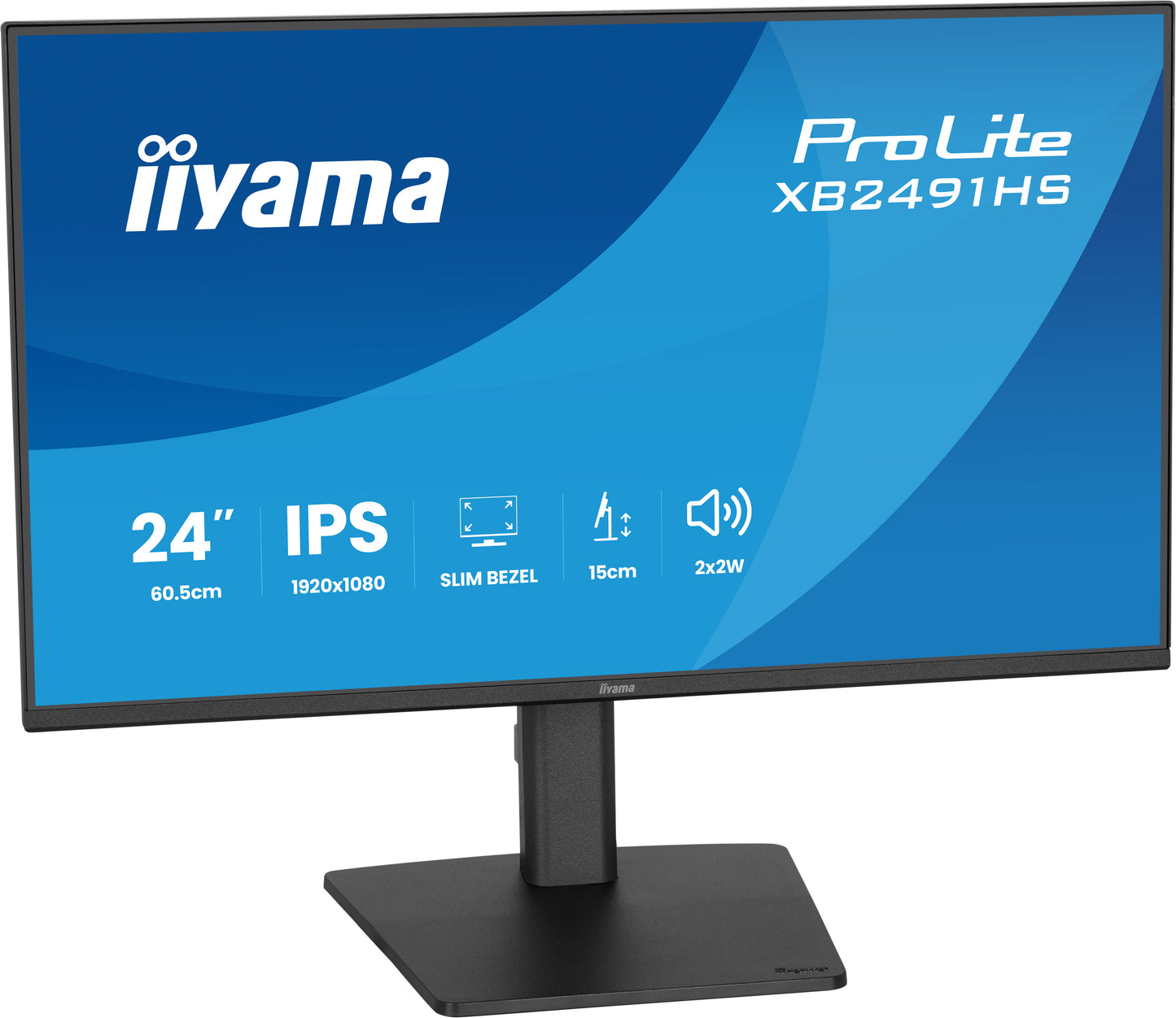 Iiyama Prolite XB2491HS-B1 24WIDE LCD, 1920 x 1080, 120 Hz IPS panel, LED Bl., Adaptive Sync, Pivot, Height Adjust.(15cm), 350 cd/m², 1500: