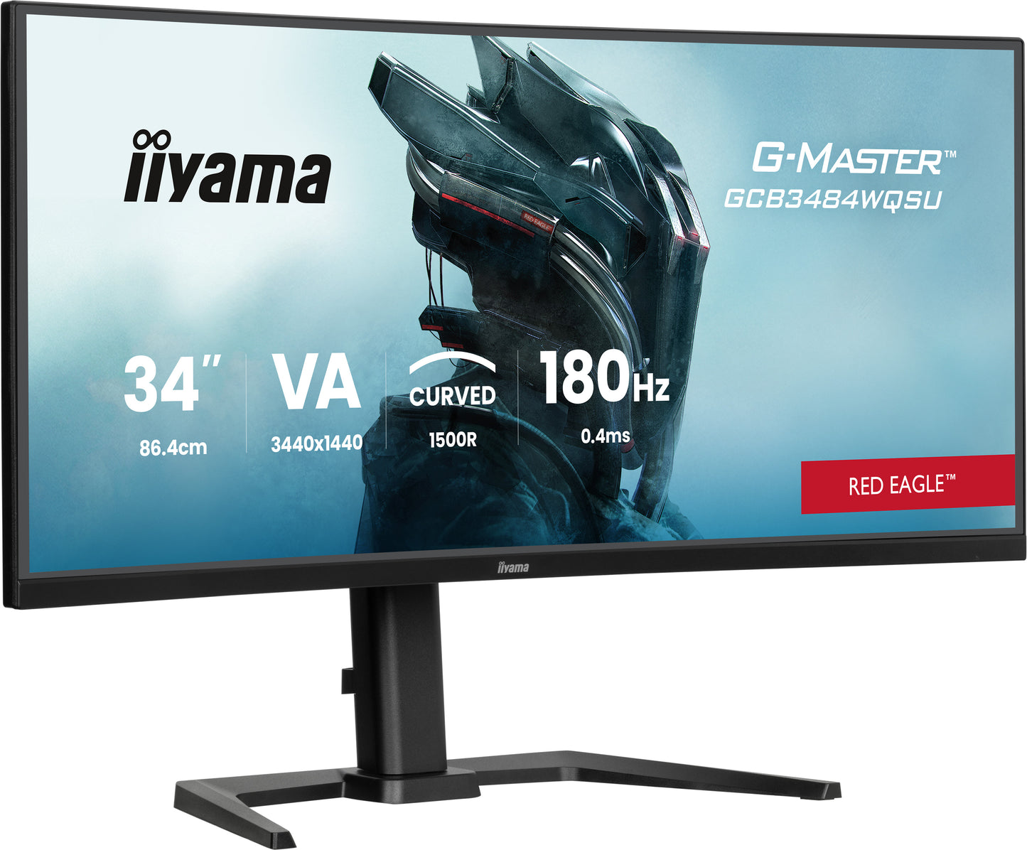 IIYAMA 34WIDE LCD, G-Master Red Eagle, 3440 x 1440, UWQHD Curved VA panel, LED Bl., FreeSync  Premium (DisplayPort) VRR / ALLM, USB-Hub (2x