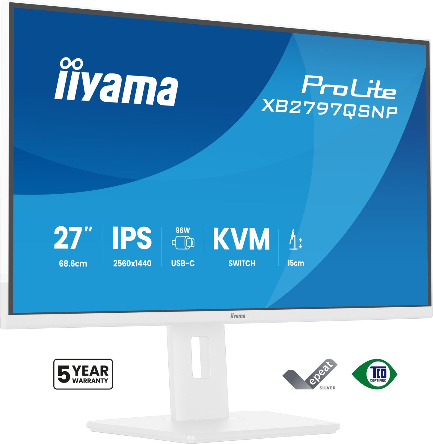 27iWIDE LCD 2560 x 1440 QHD IPS panel LED Bl. Adaptive Sync USB-Hub(2xOut v3.2 +2xUSB-C(7.5 Watt)) Pivot Height Adjust 350cd/m 1000:1Static
