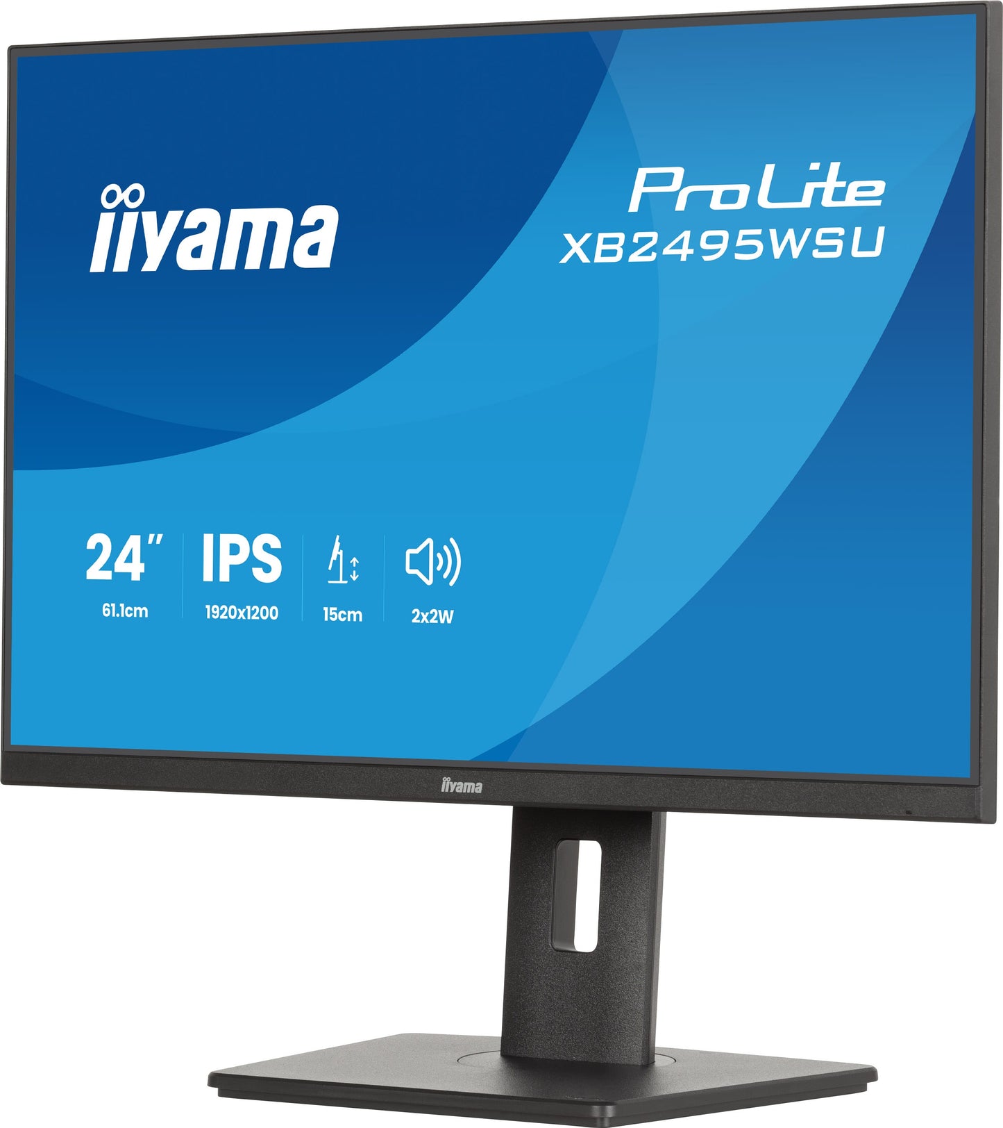 Iiyama Prolite XB2495WSU-B1 24WIDE LCD, 1920 x 1200, WUXGA, 100 Hz IPS panel, LED Bl., Pivot, Height Adjust., USB-Hub(3xOut v3.2 + 1xUSB-C(