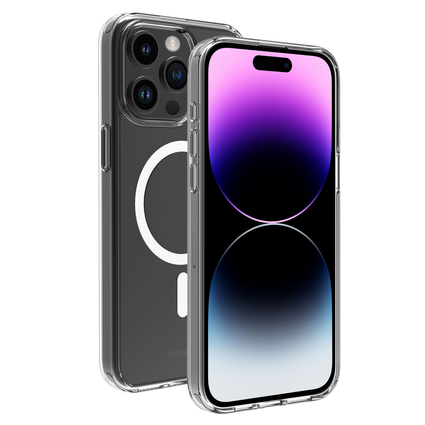 BeHello iPhone 15 Pro Max Clear Case Magnetic Ring Transparant