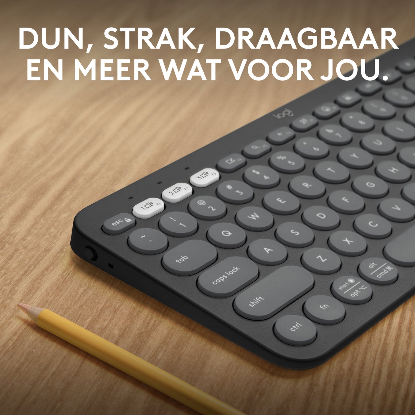 Logitech Pebble Keys 2 K380s Wireless Keyboard - USB Interface - French - AZERTY Layout - Graphite