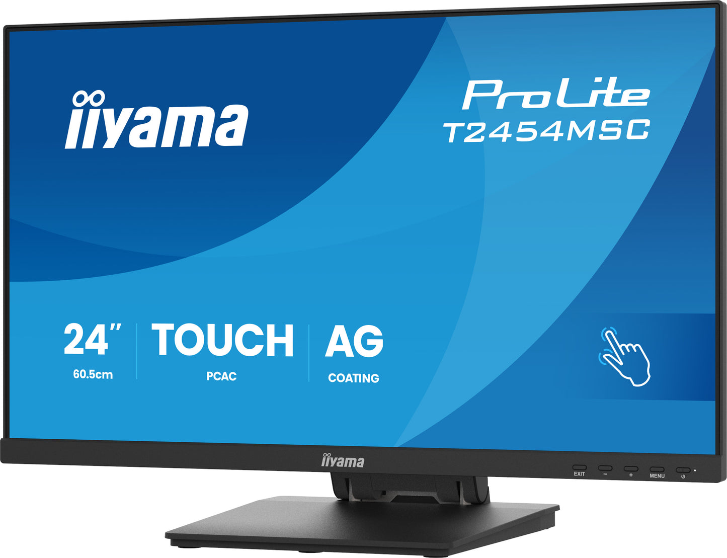 IIYAMA T2454MSC-B3AG 24inch InCell PCAP 10P Touch Anti Glare 25perc Haze 1920x1080 IPS-panel Slim Bezel Speakers DisplayPort