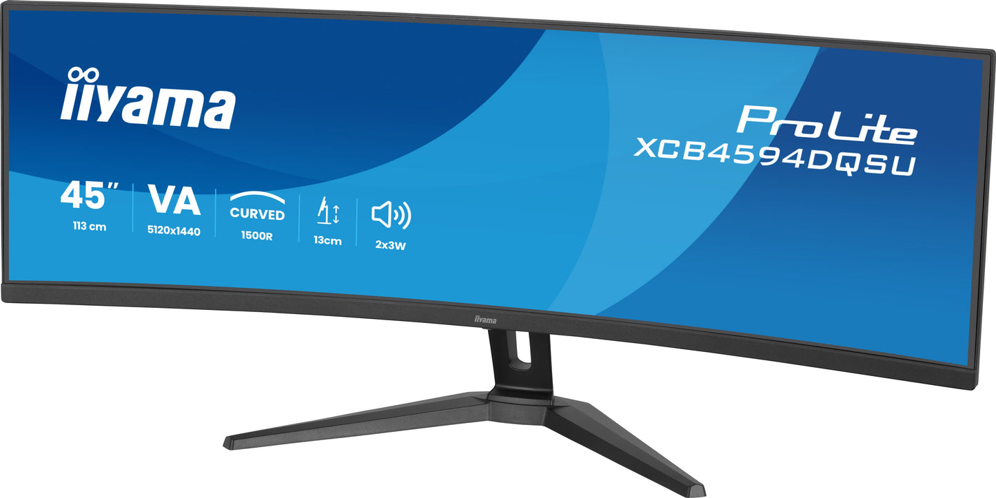 IIYAMA XCB4594DQSU-B1 44.5inch UW Curved VA DQHD 5120x1440 450cd/m2 2ms 2xDP 2xHDMI 2xUSB 3.2 2xUSB Type-C Speakers 13cm Adj. Stand
