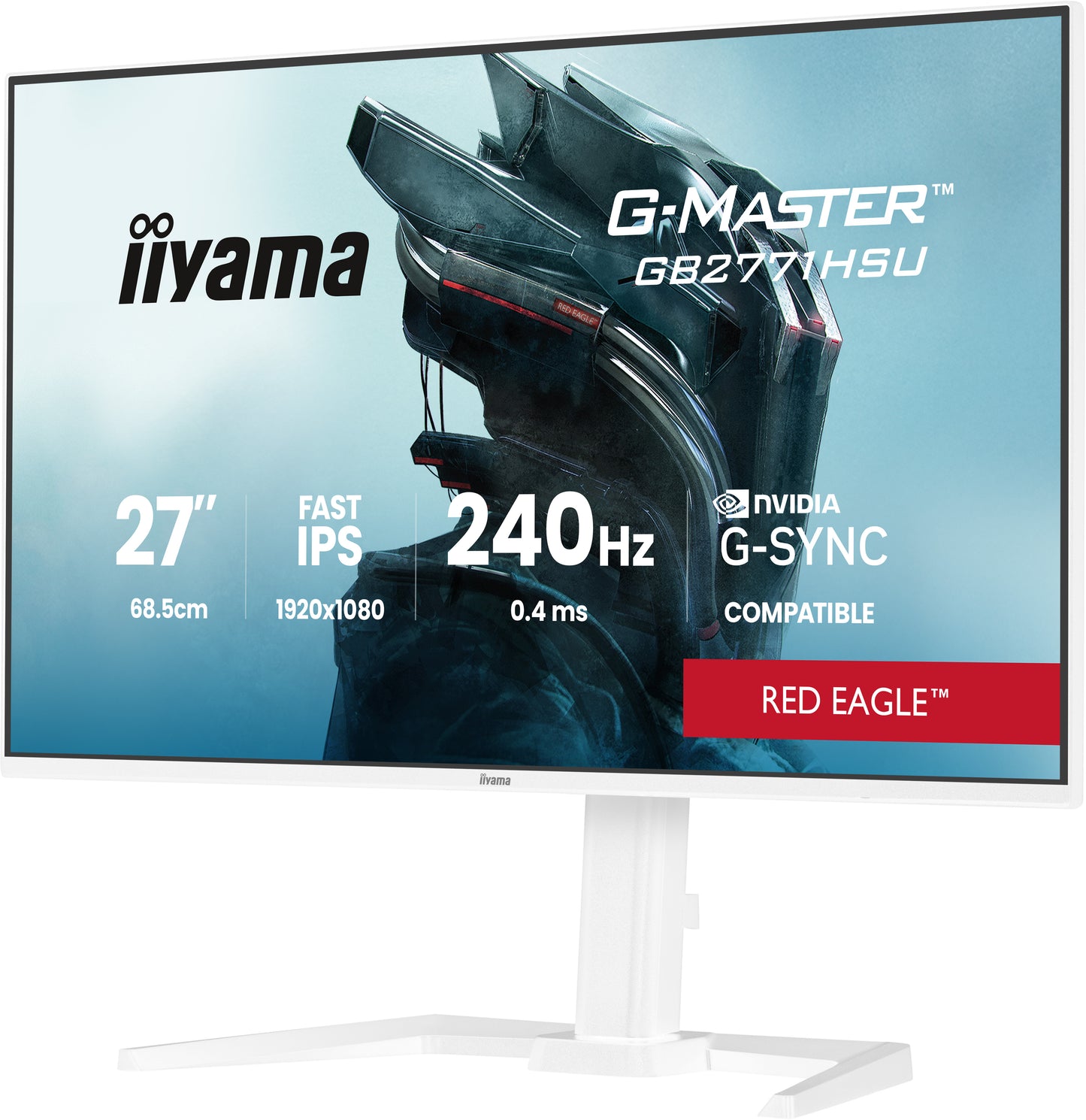 IIYAMA GB2771HSU-W1 27inch G-Master Red Eagle Fast IPS FHD 240Hz 350cd/m2 0.4ms 2xHDMI DP USB 3.2 USB Type-C Speakers 15cm Adj.