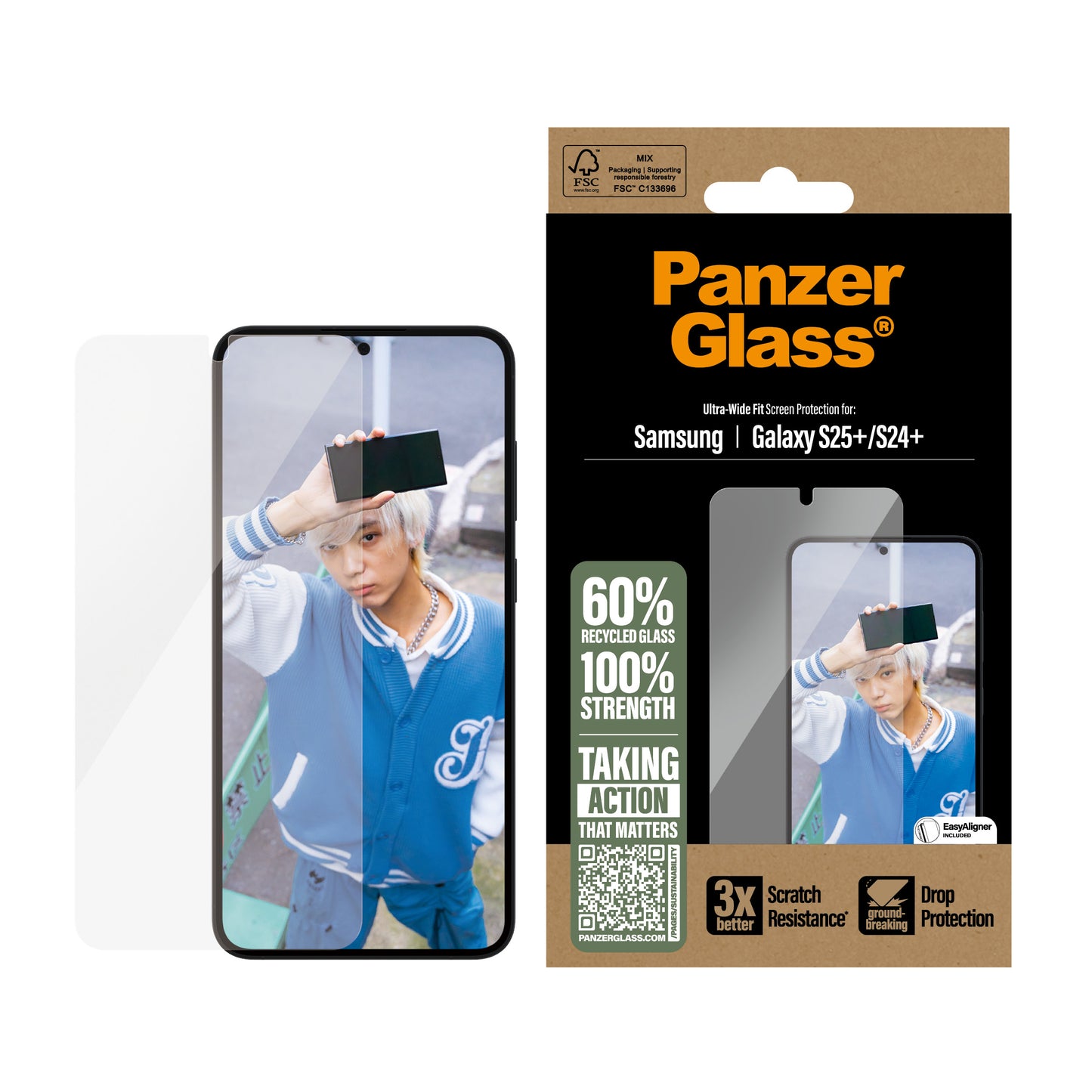 PanzerGlass ScreenProtector UltraWide Fit - Clear - voor Samsung Galaxy S25 Plus