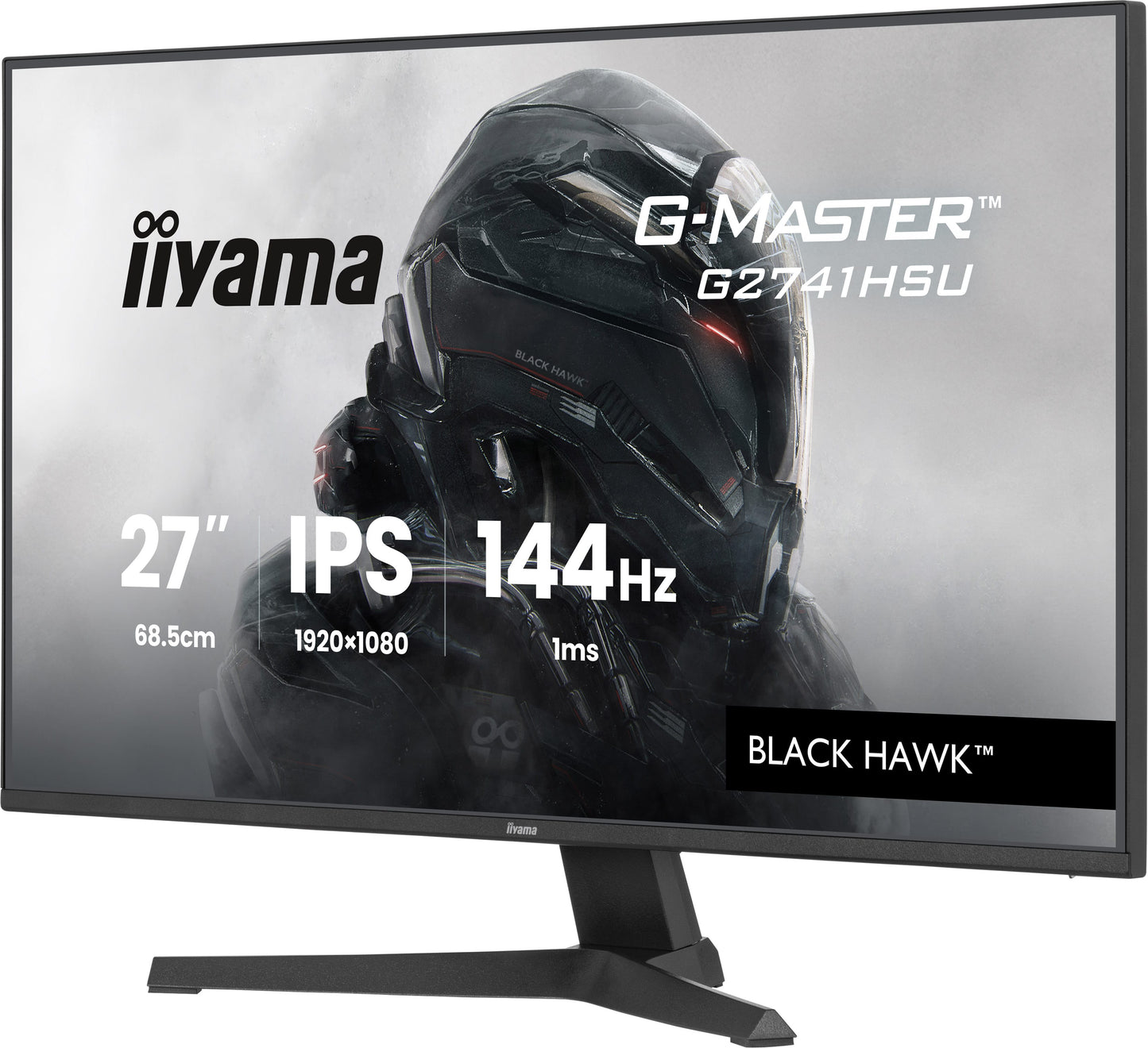 IIYAMA 27WIDE LCD, G-Master Black Hawk, 1920 x 1080, 144 Hz IPS panel, LED Bl., Freesync,  USB-Hub(2xOut v2.0),  350 cd/m², 1500:1 Static C