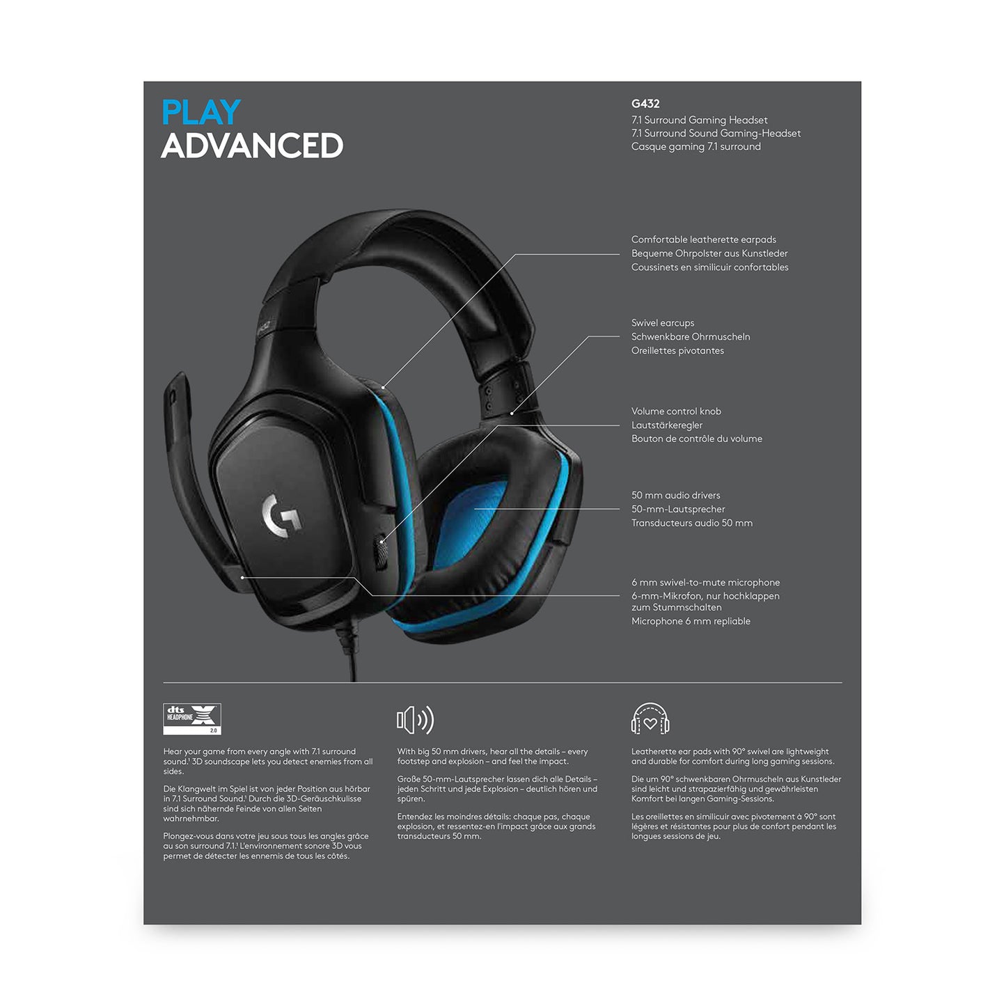 Logitech G432 Gaming Headset Leatherette