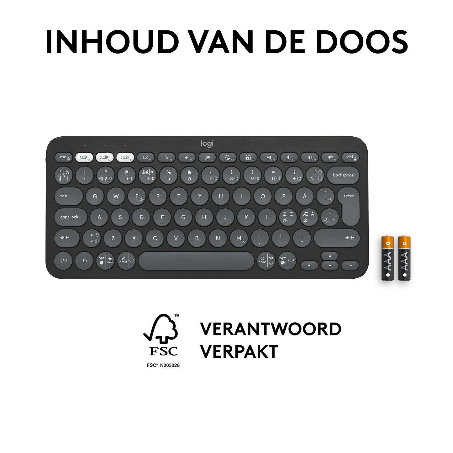 Logitech Pebble Keys 2 K380s Wireless Keyboard - USB Interface - French - AZERTY Layout - Graphite