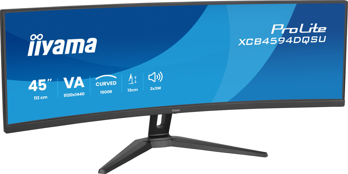 IIYAMA XCB4594DQSU-B1 44.5inch UW Curved VA DQHD 5120x1440 450cd/m2 2ms 2xDP 2xHDMI 2xUSB 3.2 2xUSB Type-C Speakers 13cm Adj. Stand