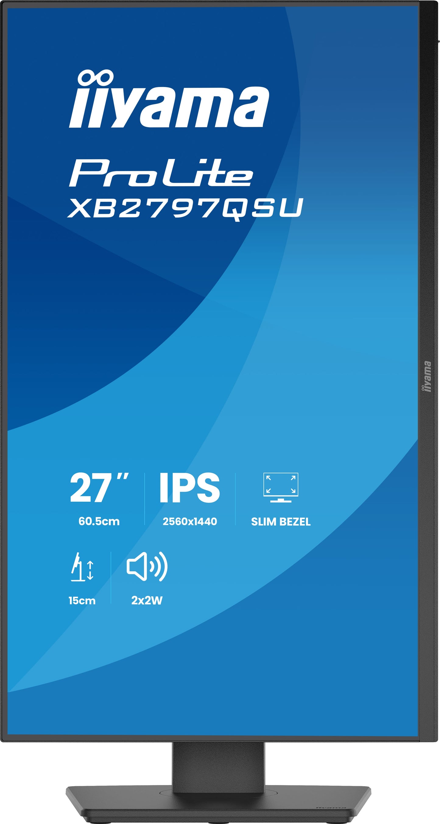 IIYAMA XB2797QSU-B1 27inch IPS QHD 4-side slim bezel EyeComfort 350cd/m2 4ms Speakers 2x HDMI DP 2xUSB 3.2 2xUSB Type-C 15cm Adj.