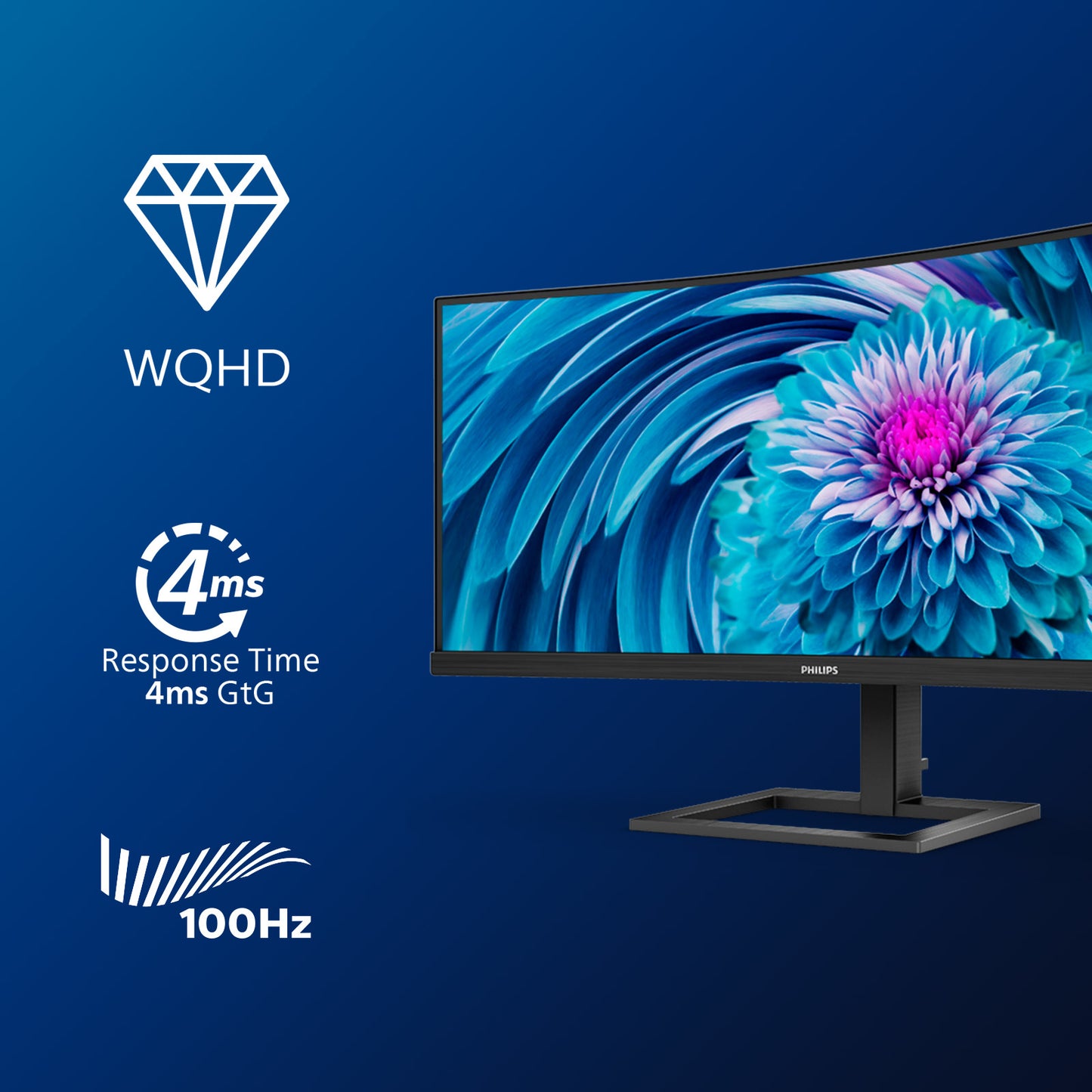Philips 34inch UWQHD Curved VA 3440x1440, 100Hz, 1ms, USB-C,     4 x USB3.2, DisplayPort, HDMI, speakers, height