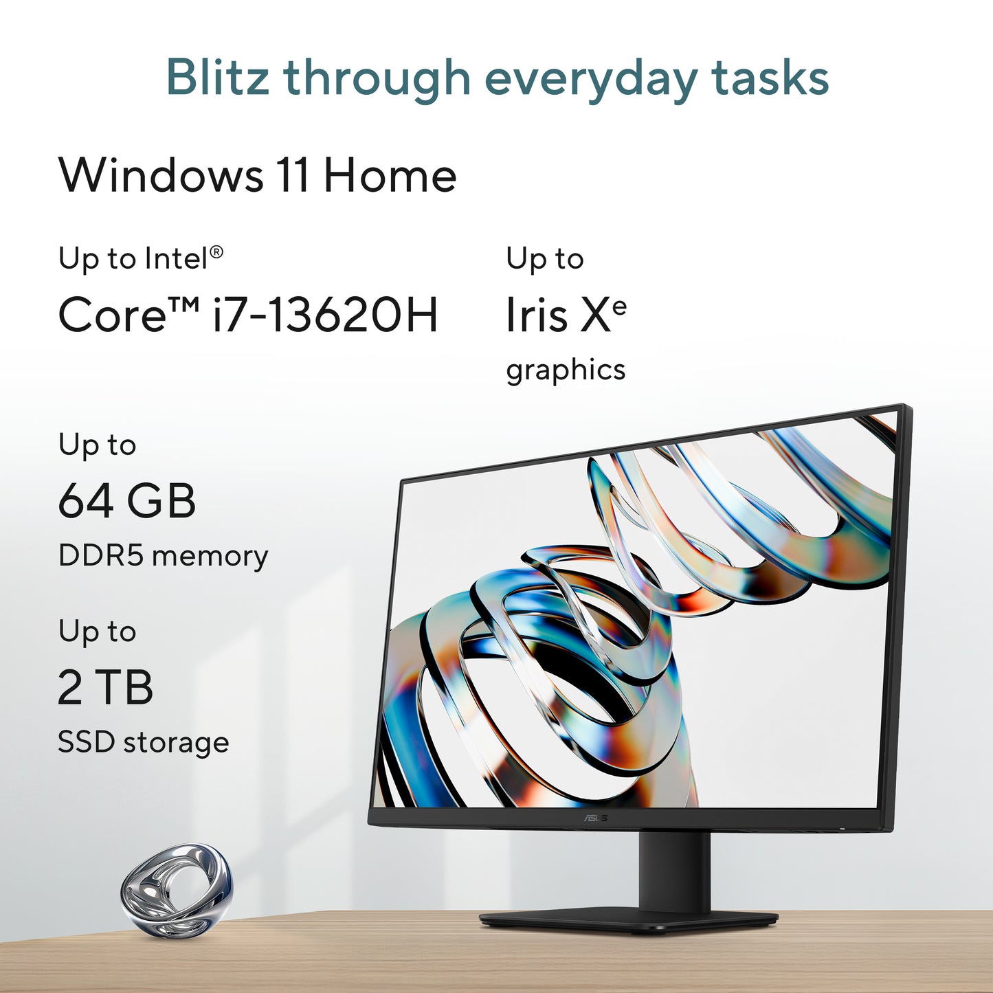 Asus AIO V470VAK-BPE072W-BE, 27 FHD LCD, Intel Core 7 240H, 16GB, 1TB SSD, Intel Graphics, W11H, Zwart
