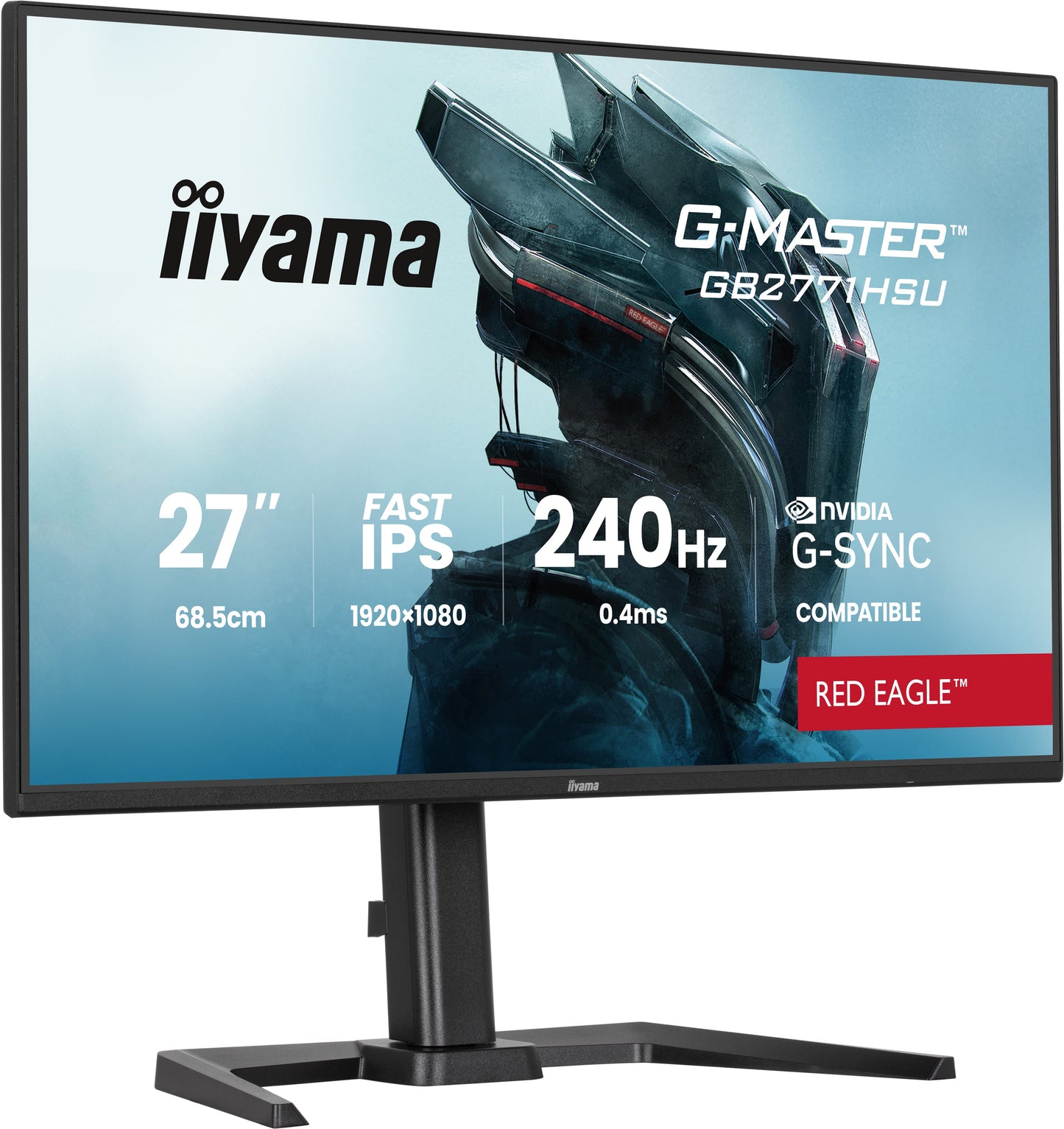 IIYAMA 27WIDE LCD, G-Master Red Eagle, 1920 x 1080, 240 Hz Fast IPS panel, LED Bl., USB-Hub, Pivot, Height Adjust.(15cm), 350 cd/m², 1000:1