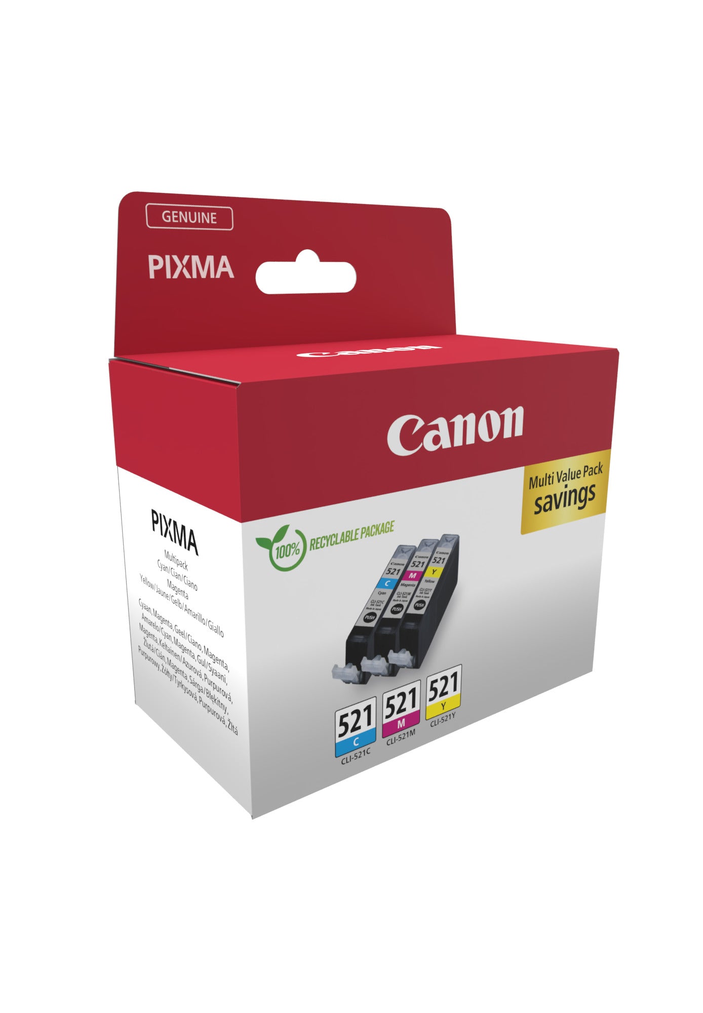 CANON CLI-521 Ink Cartridge Multipack C/M/Y