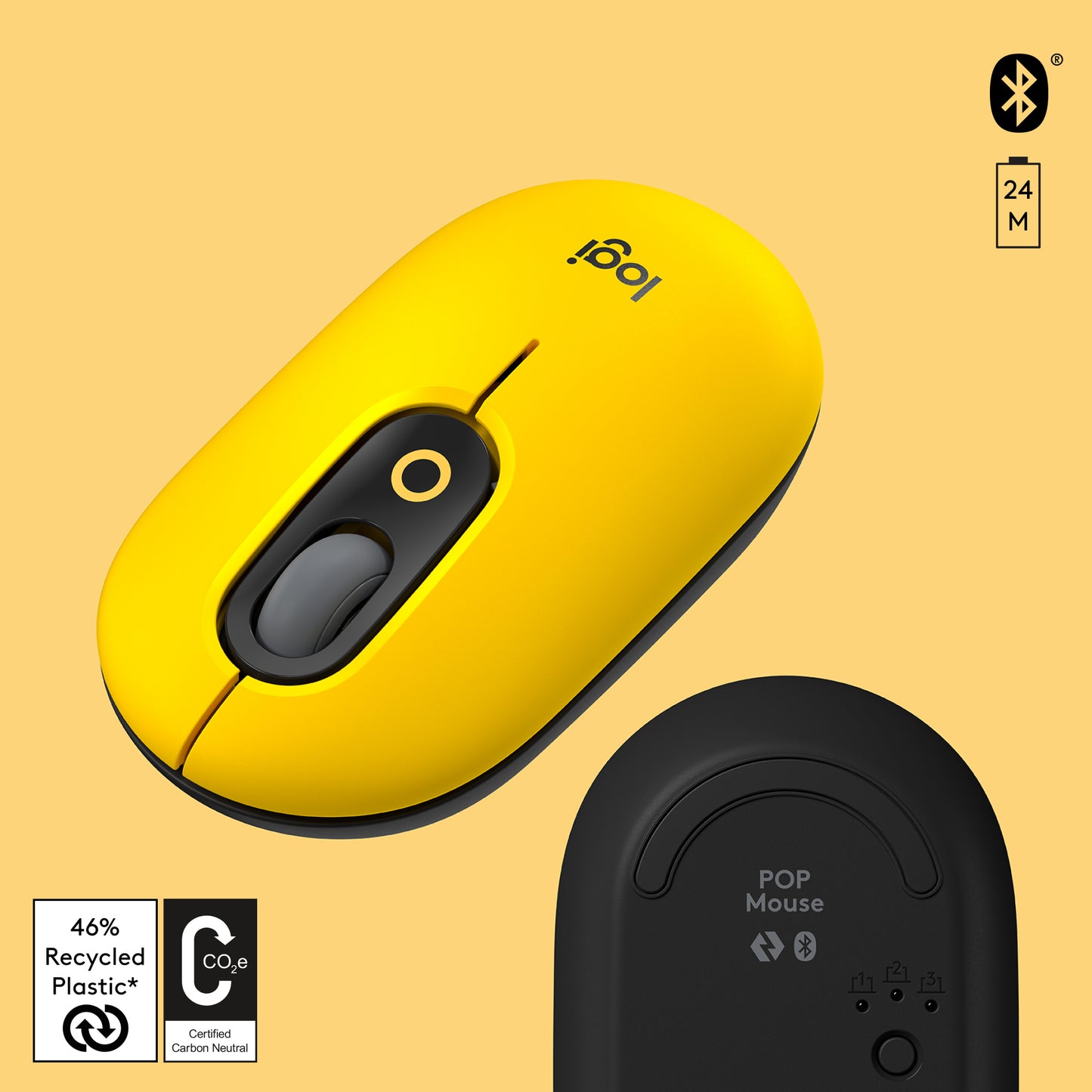 Logitech - POP MOUSE - BLAST-YELLOW