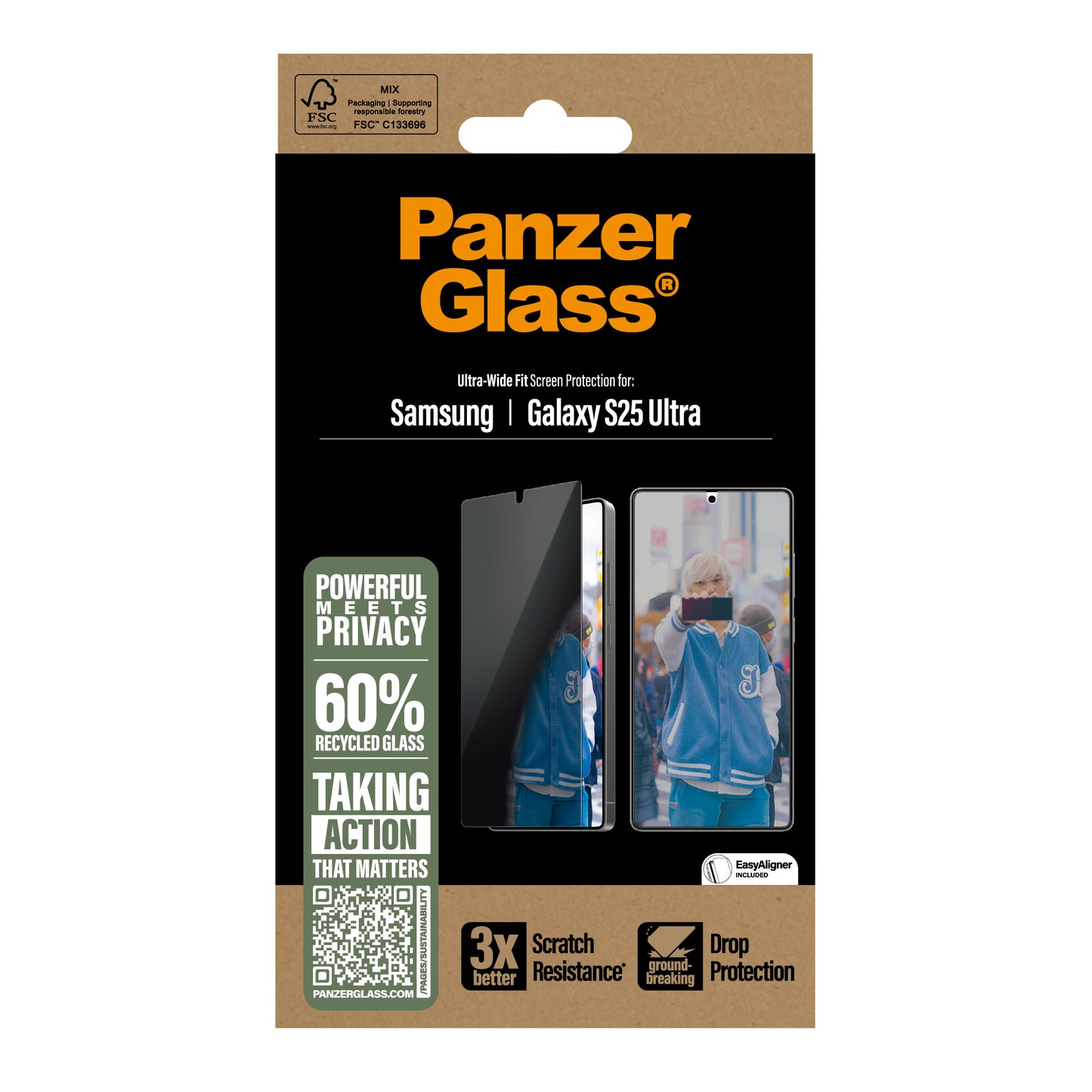 PanzerGlass Privacy Screen Protector - Clear - voor Samsung Galaxy S25 Ultra