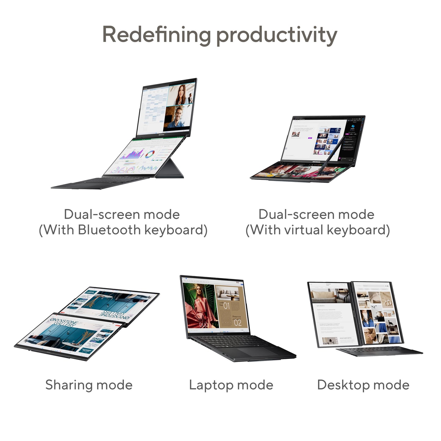 ASUS ZenBook Duo OLED UX8406CA-QL038W-BE, 14 FHD OLED, Intel Core Ultra 7 225H, 32GB, 1TB NVMe PCIe SSD, Intel Arc Graphics, W11H, Grey